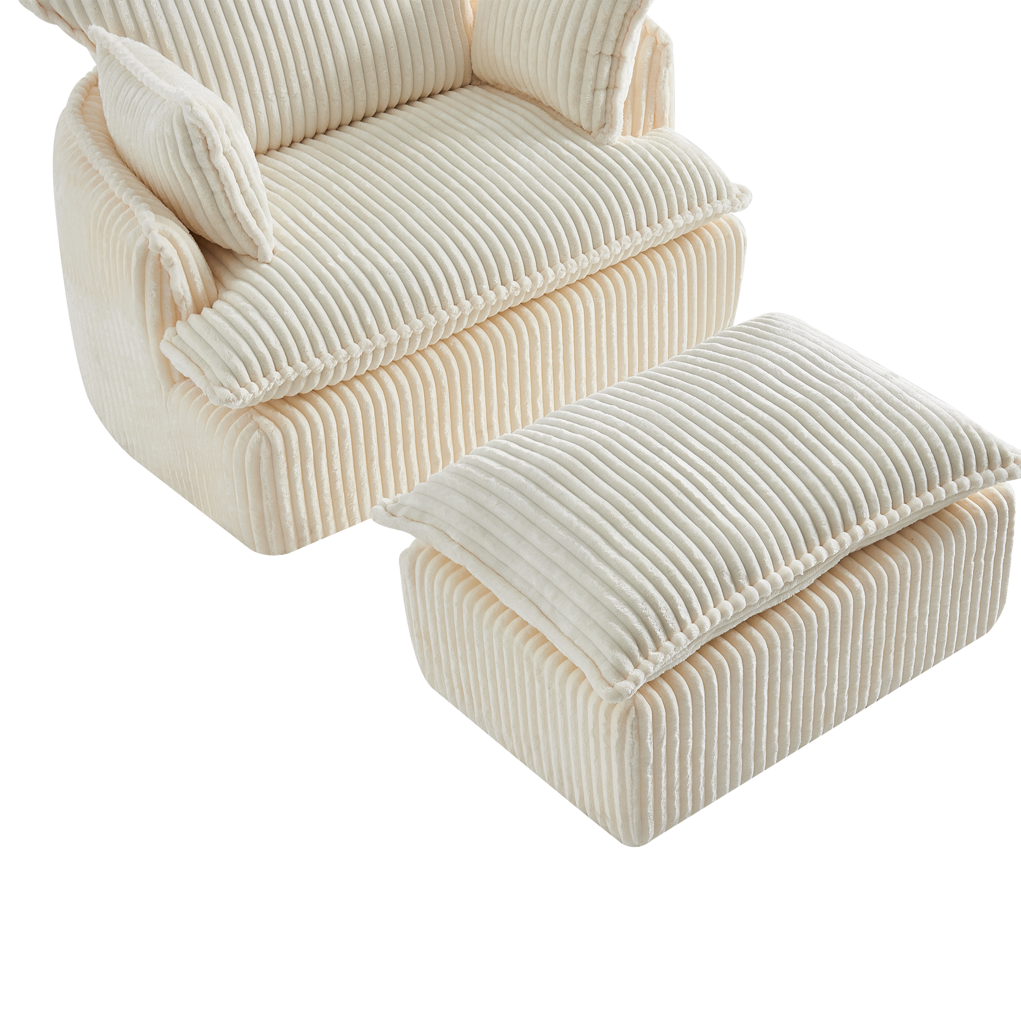 Fauteuil compact en velours côtelé avec repose-pieds, livré compressé, sans montage, tissu durable anti-boulochage, pour salon et chambre, confort quotidien, gain de place, usage immédiat, design chaleureux - image 10