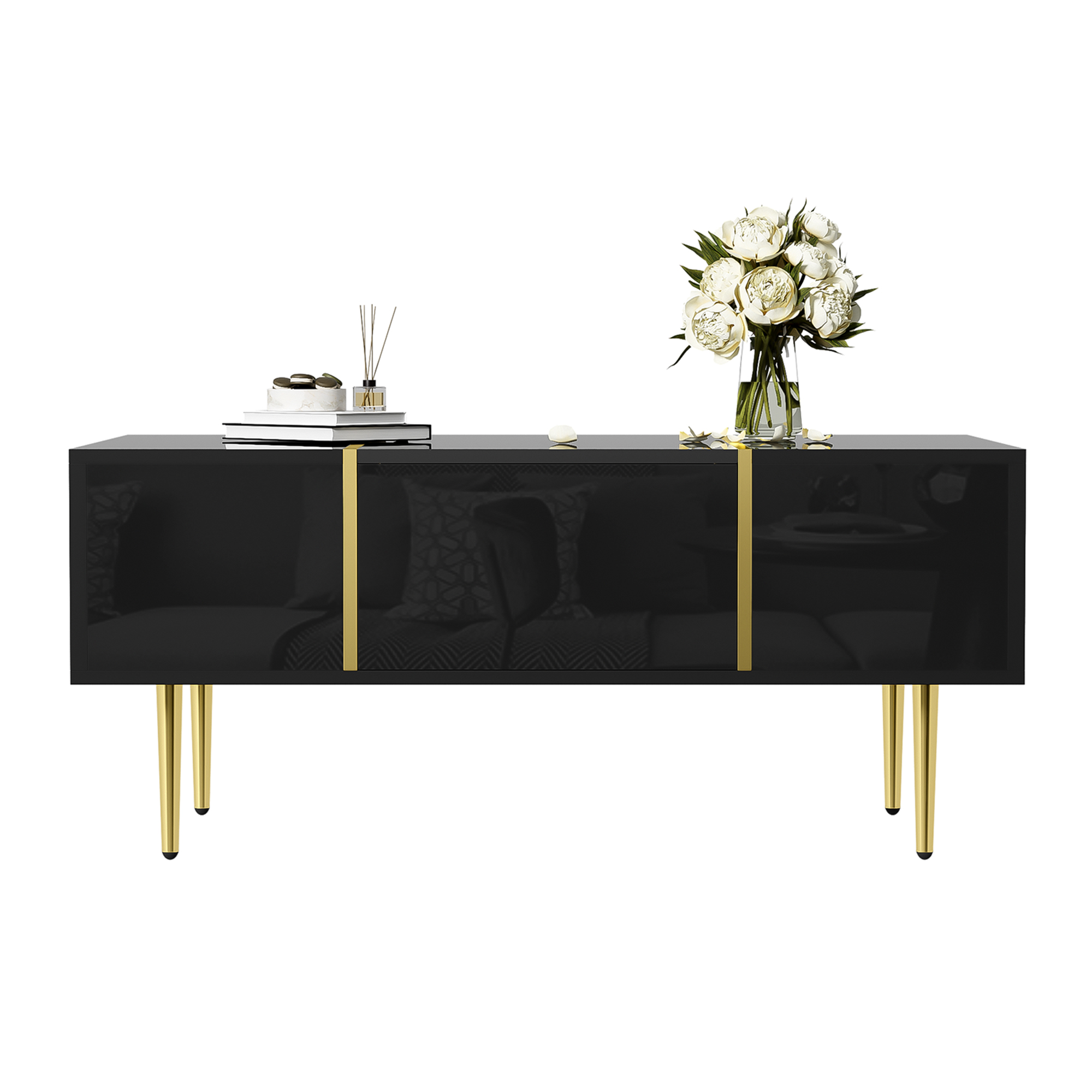 Table basse, avec tiroirs, 100 x 60 x 41,5 cm, MDF, noir - vue 2