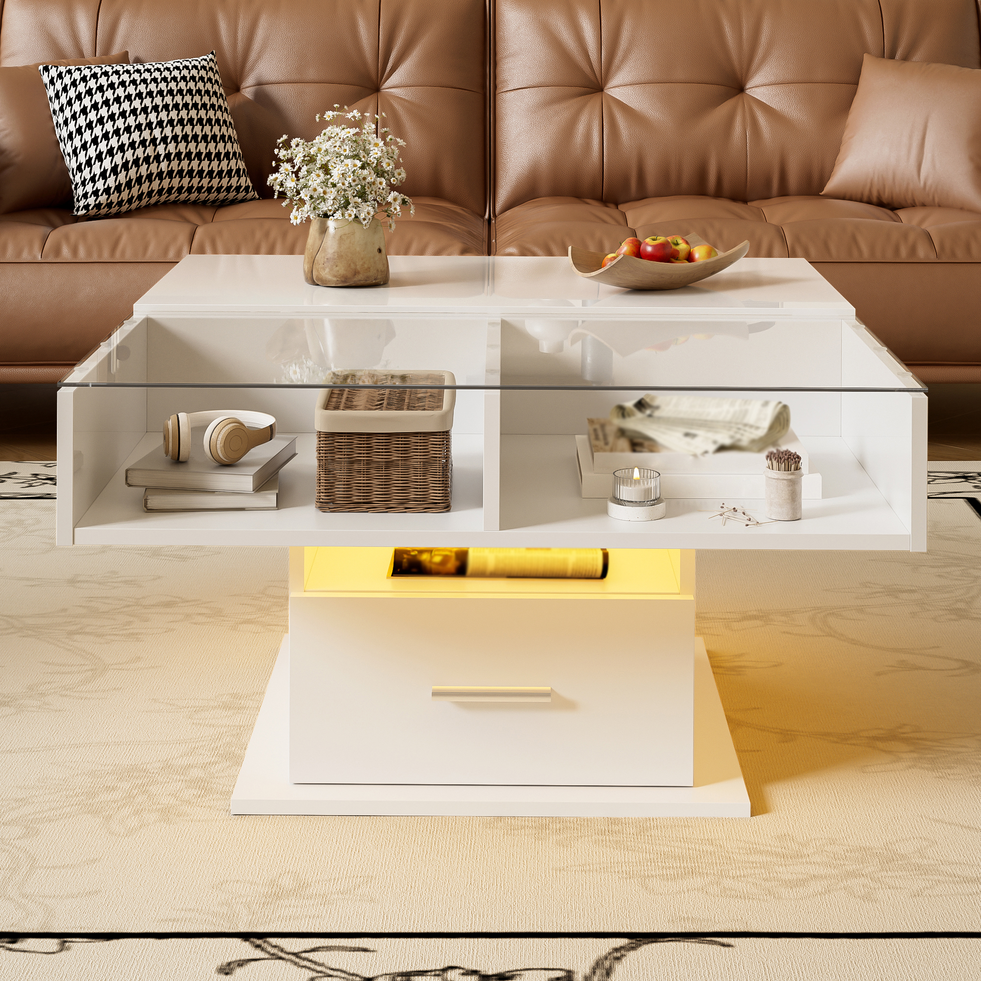 Table basse extensible haut brillance et mat - Vue principale
