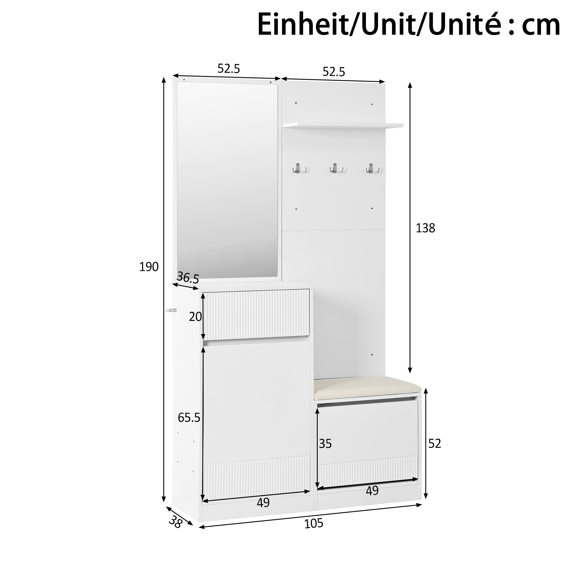 Dimensions du meuble d'entrée