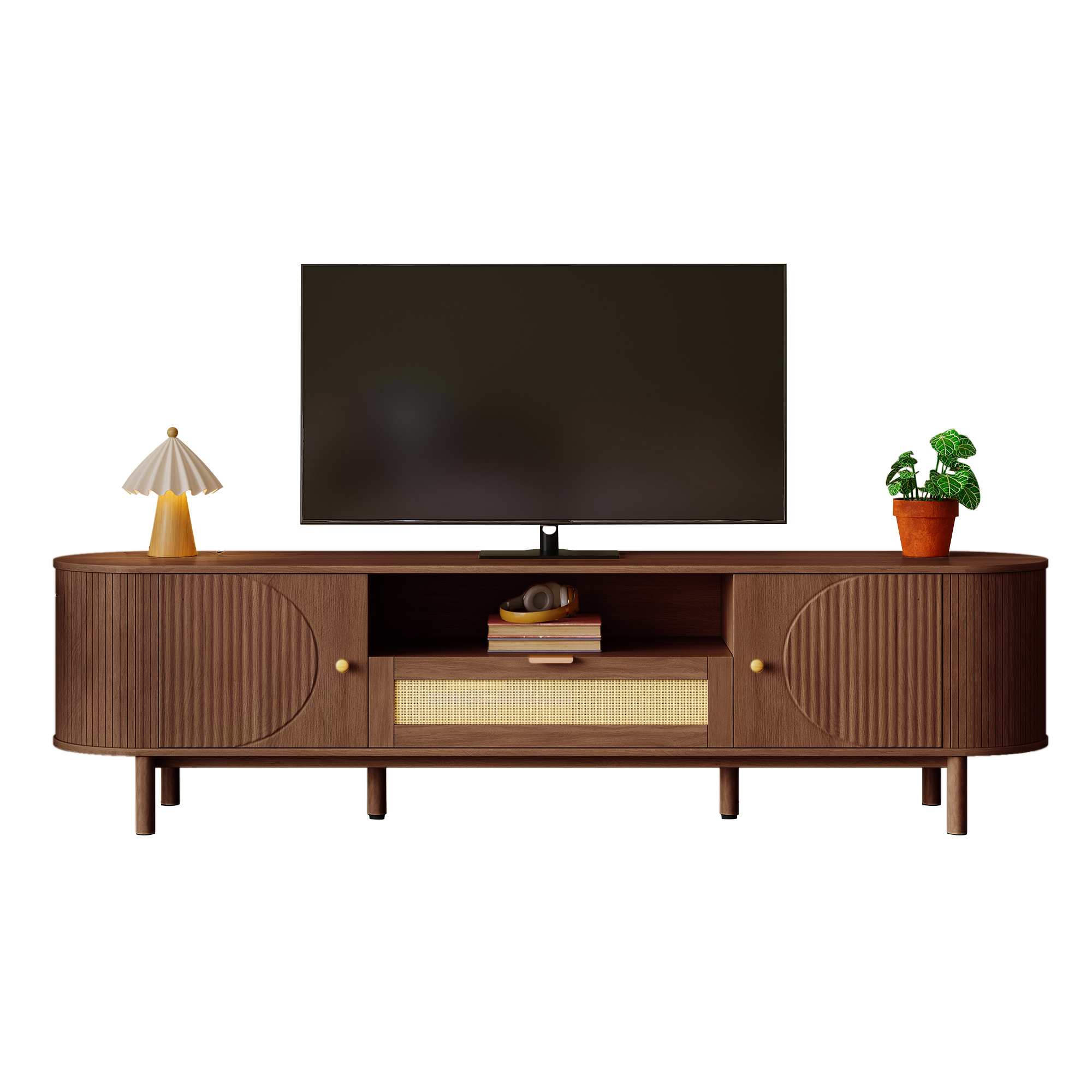 Moderner TV-Schrank , Rattan-Schubladen ,offenen F