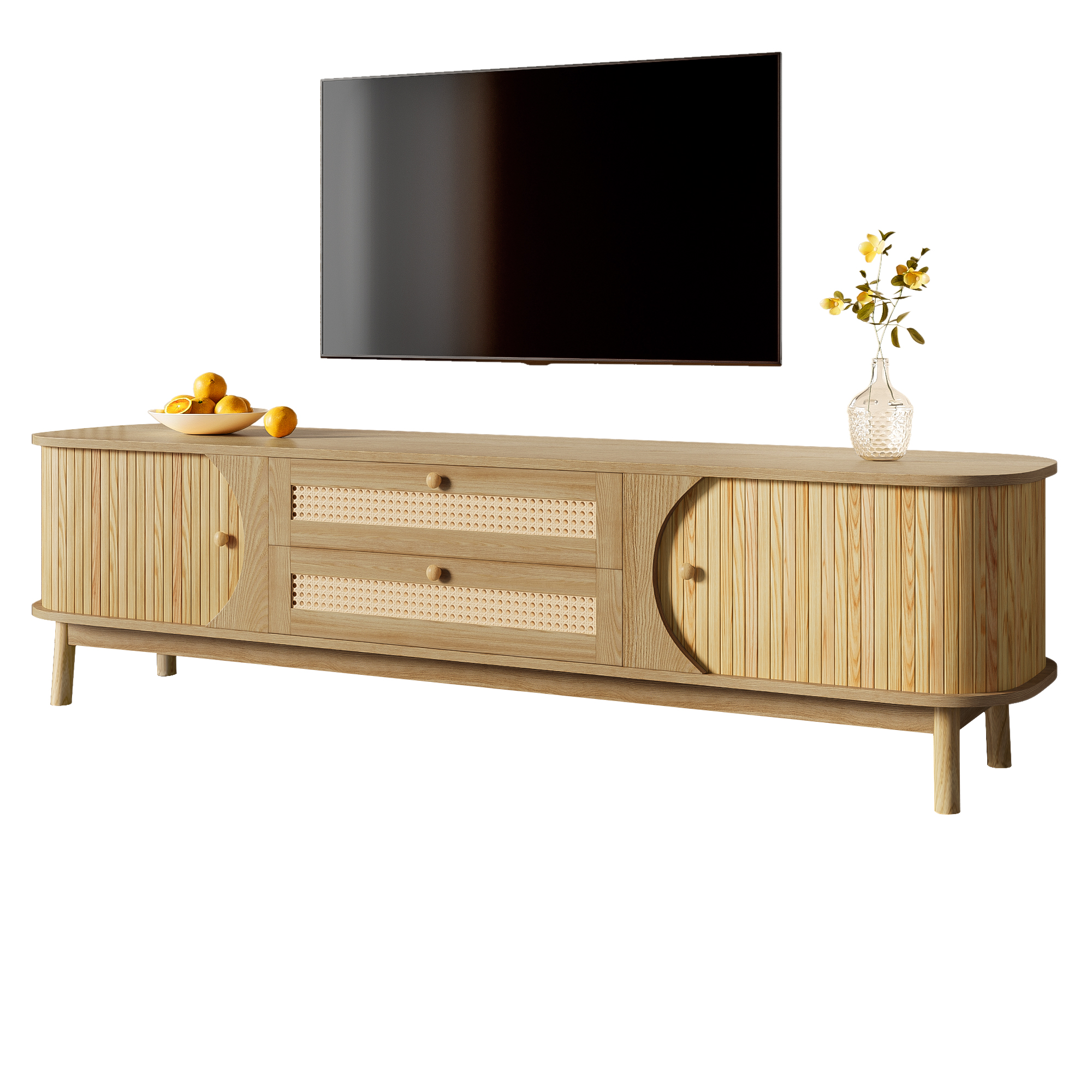 TV-Schrank – Natürlicher Holz-Blend TV-Schrank mit