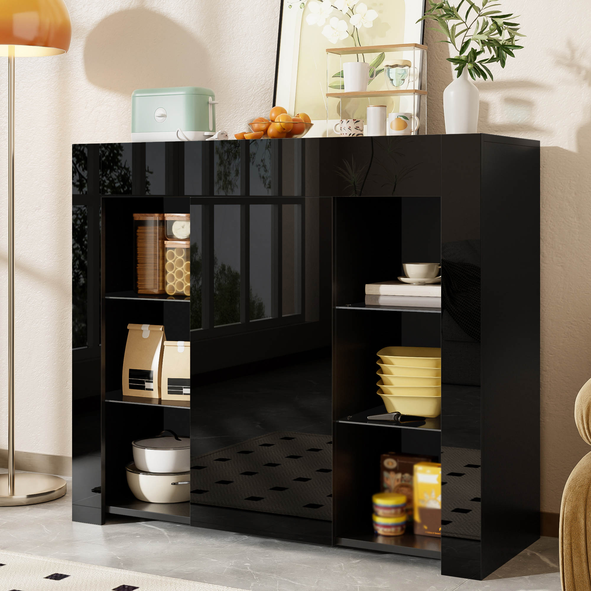 Détail du meuble de rangement