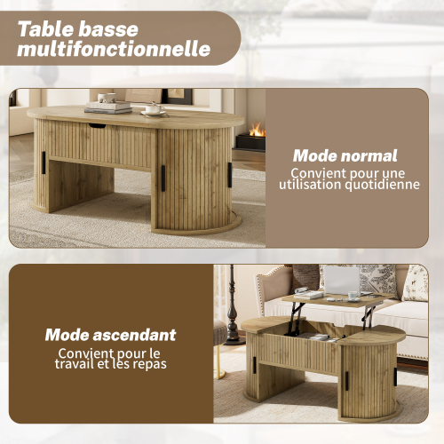 Table basse avec plateau réglable