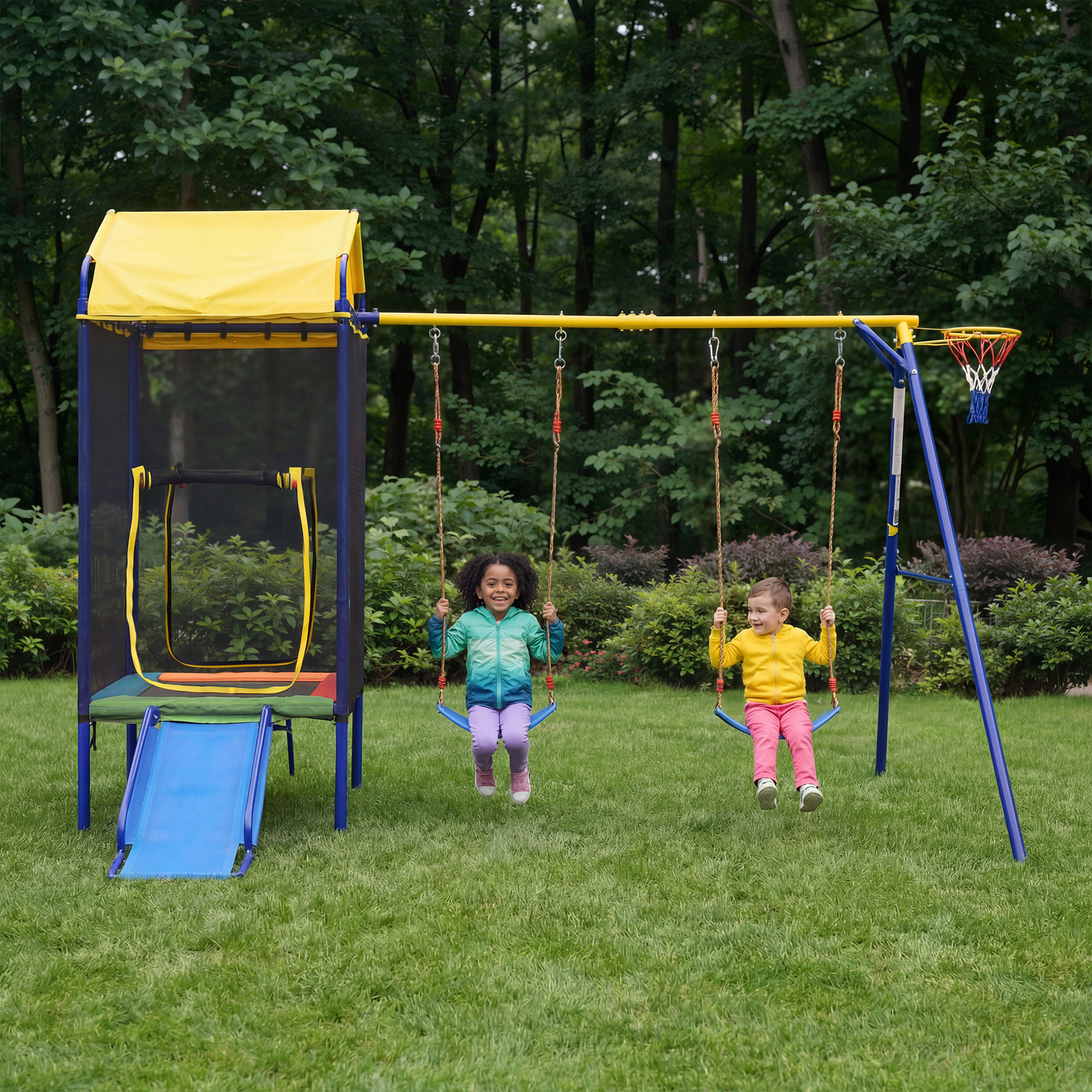 Trampoline avec filet de sécurité entièrement fermé