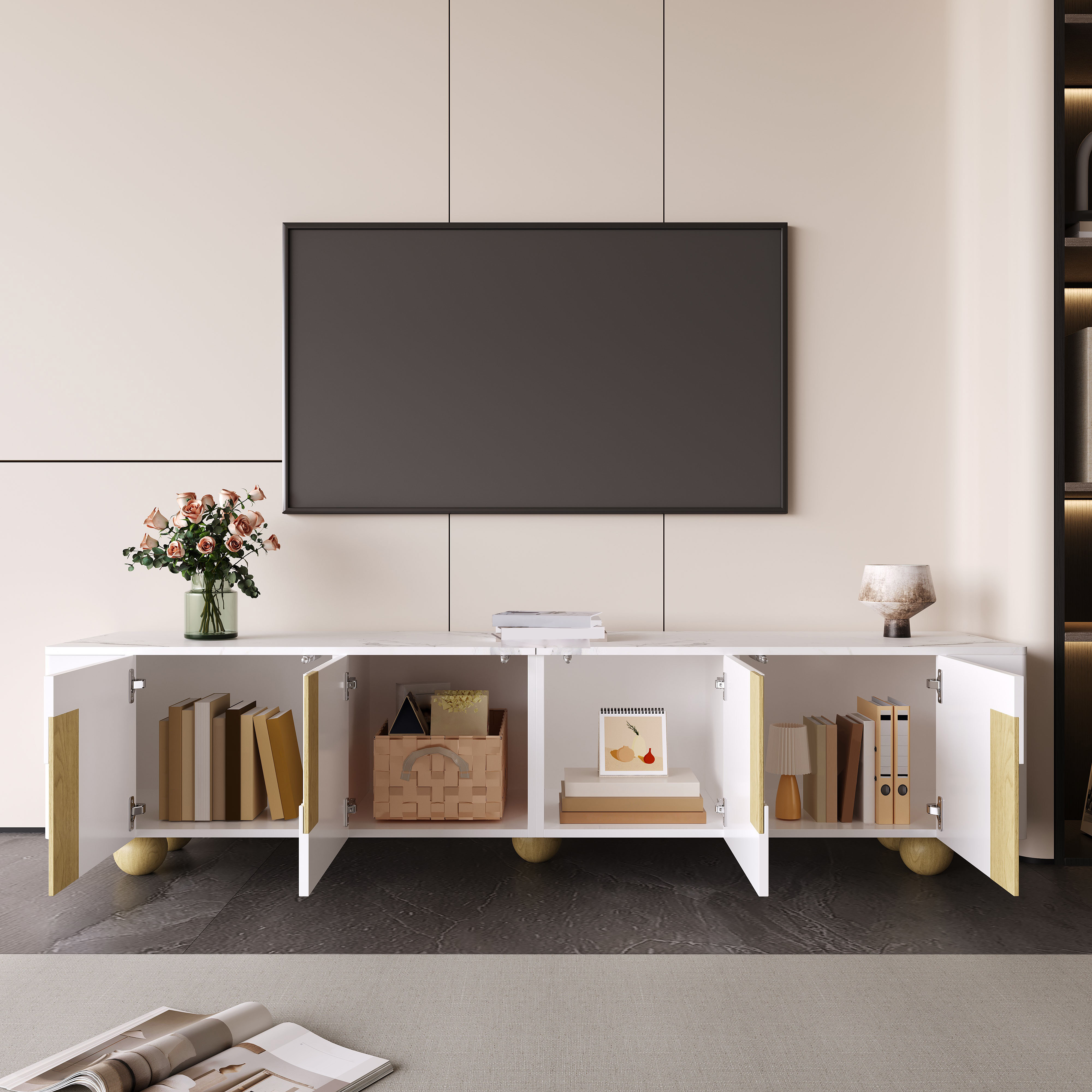 Détail du meuble TV