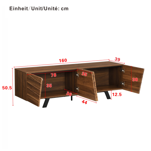 Dimensions détaillées meuble TV 160cm