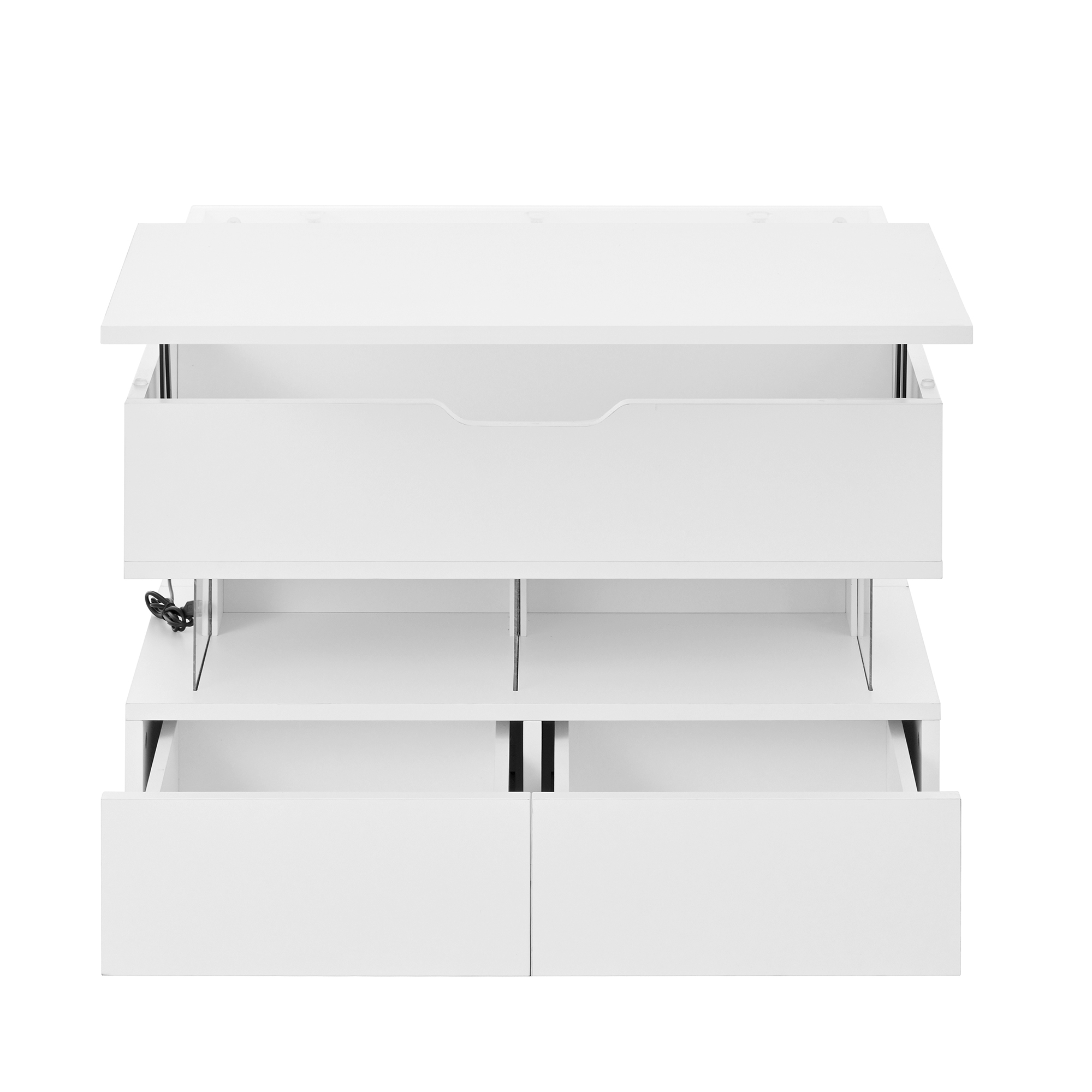 produit fini table basse relevable verre avec éclairage LED