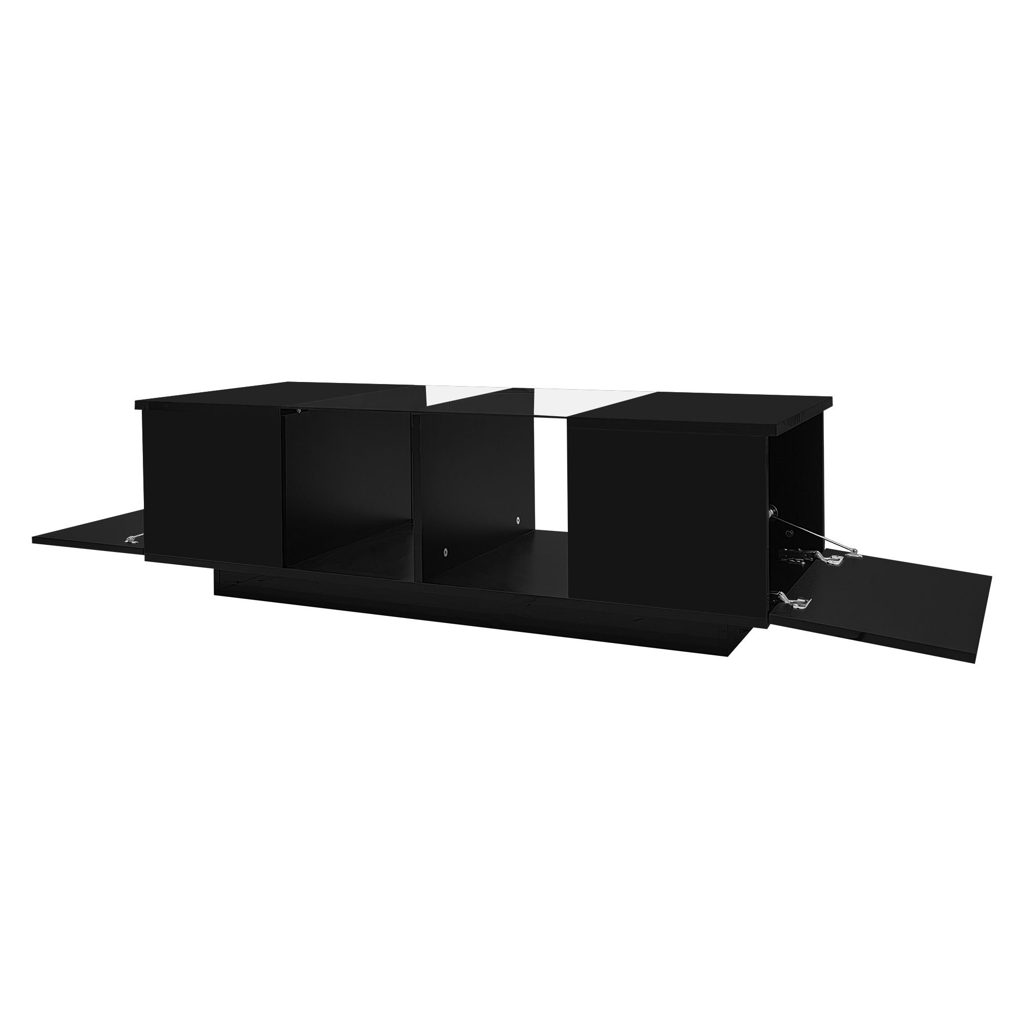 Table basse, éclairage led, 120 x 50 x 38,5 cm, panneaux de particules et verre, noir - vue 3