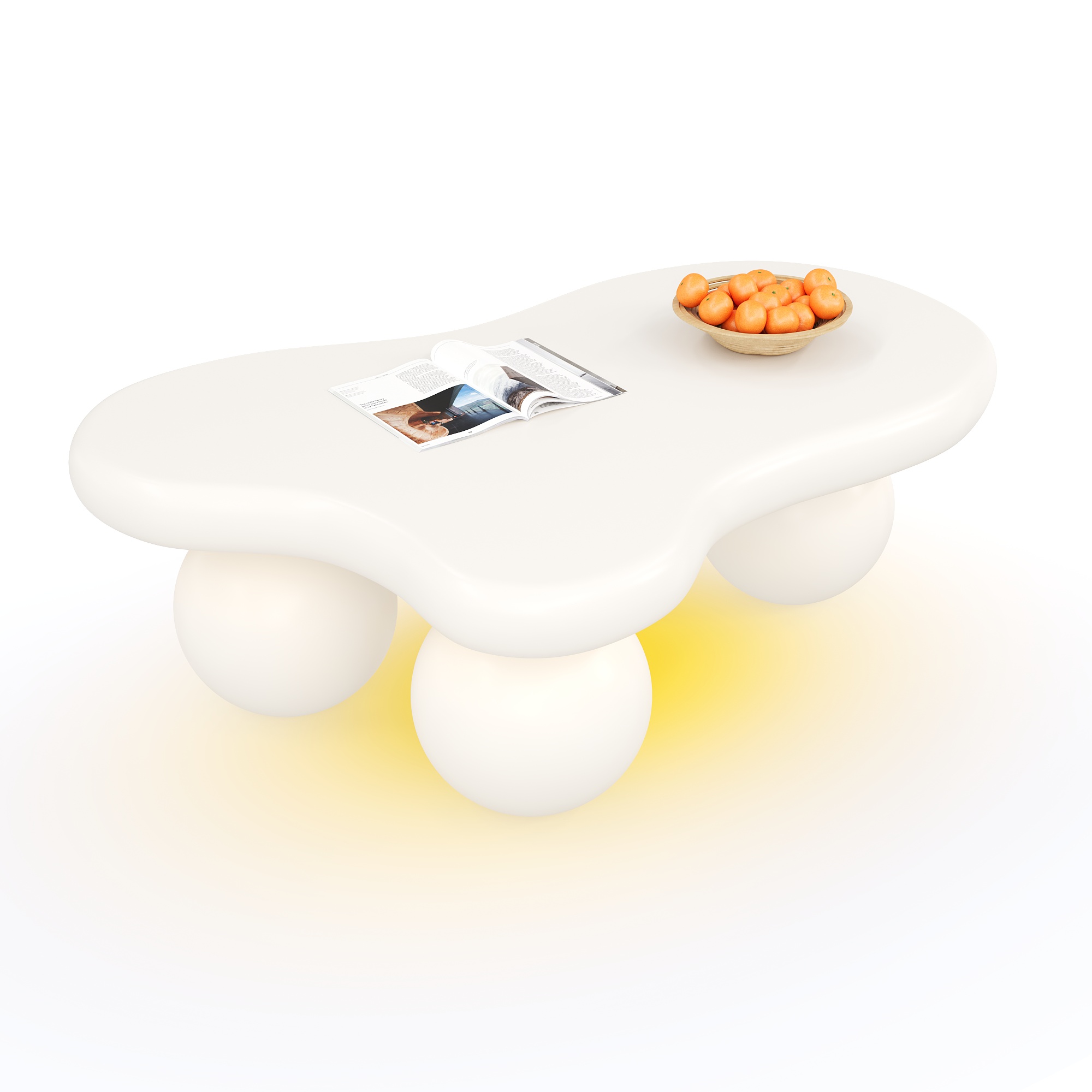Weißer Couchtisch im Wolkenstil mit LED-Beleuchtun