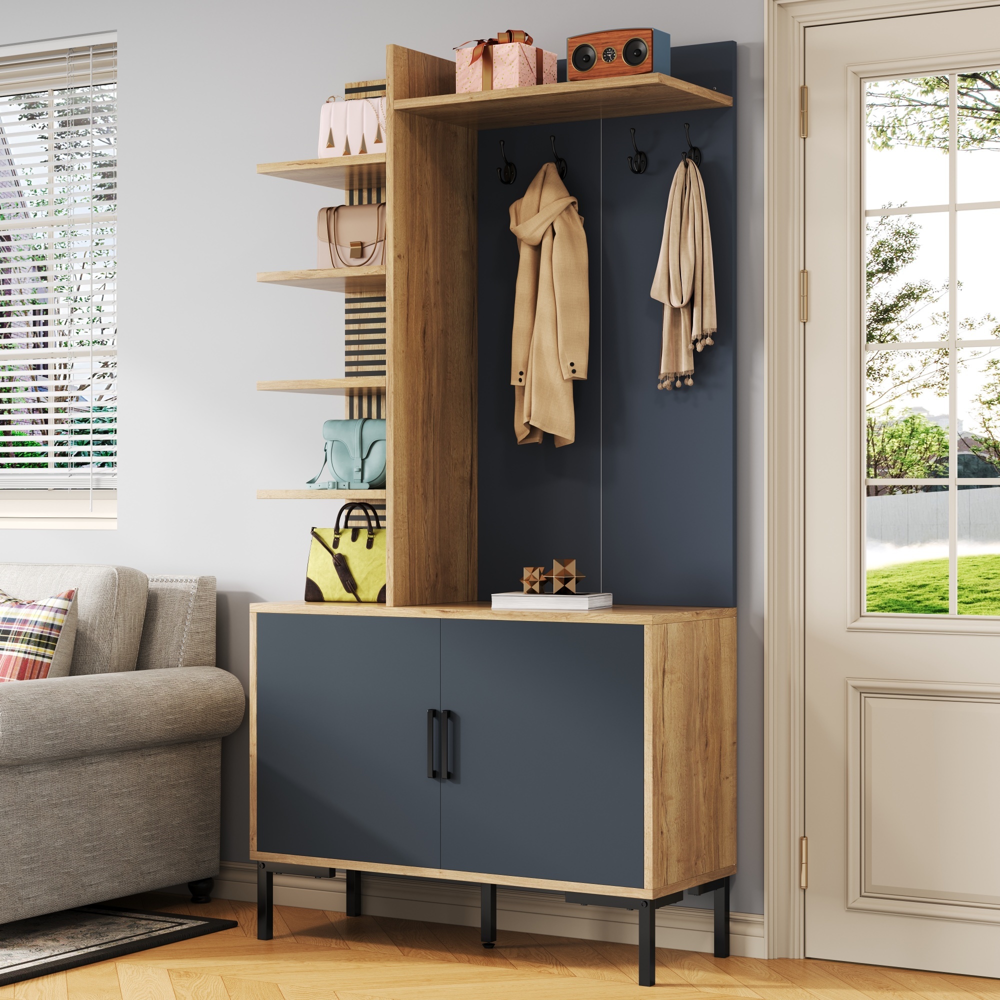 Armoire-penderie, 100 x 40 x 190,05 cm, panneaux de particules, bois naturel - vue 5