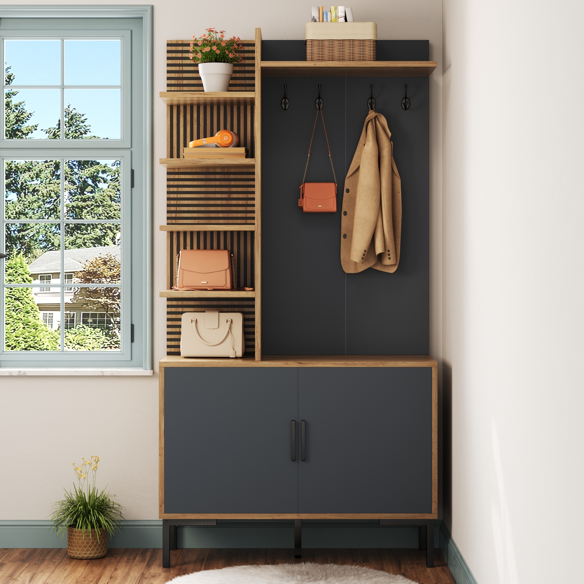 Armoire-penderie, 100 x 40 x 190,05 cm, panneaux de particules, bois naturel - vue 5