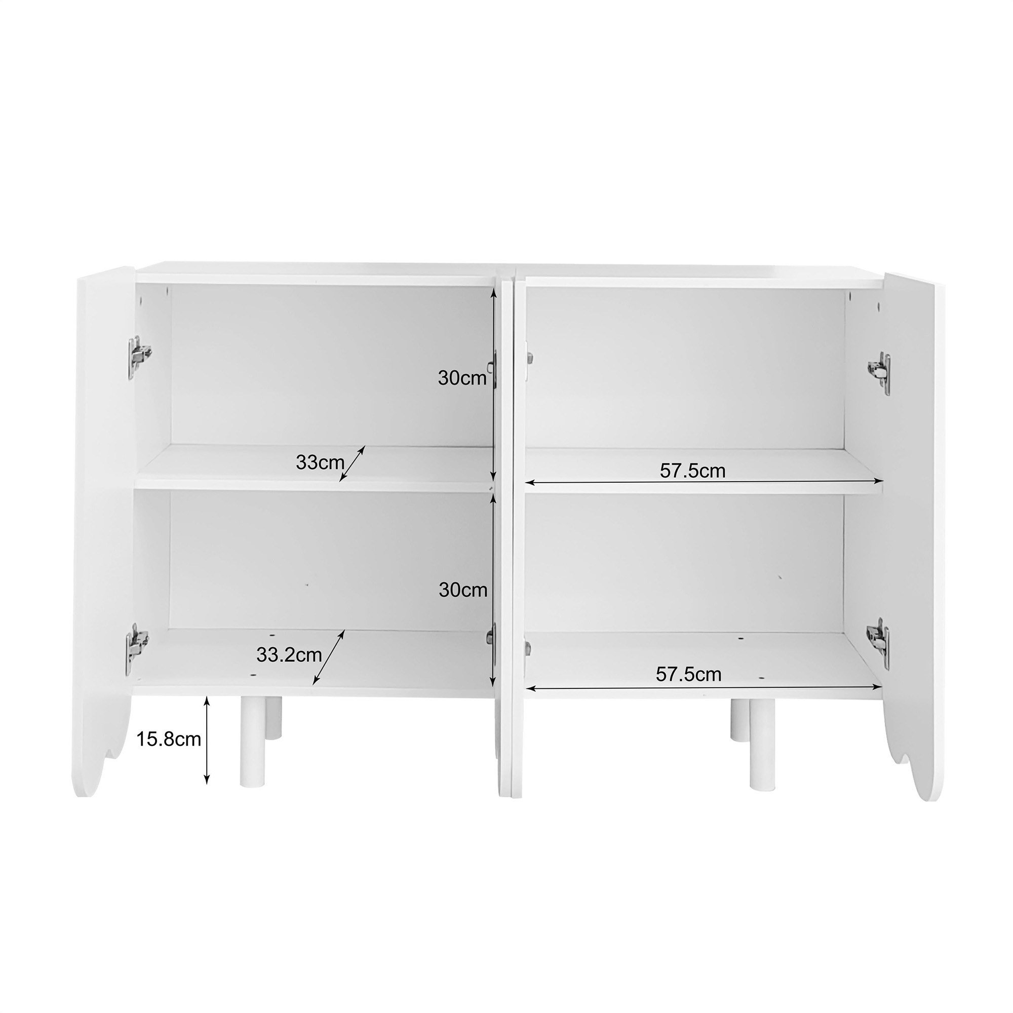 Buffet, 120 x 37,5 x 80,8 cm, MDF, blanc - vue 2