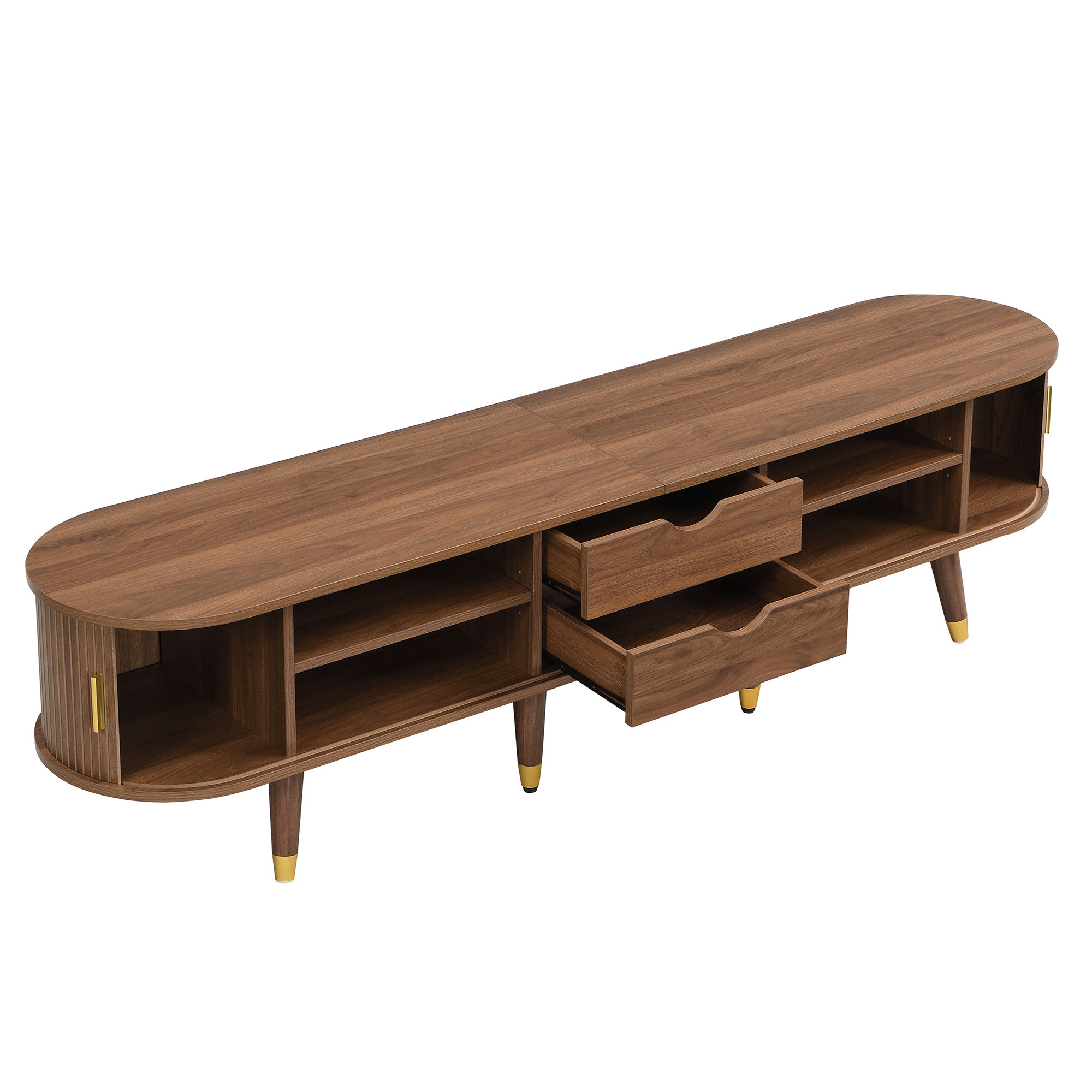 détail rangement intérieur sous plateau de la table basse