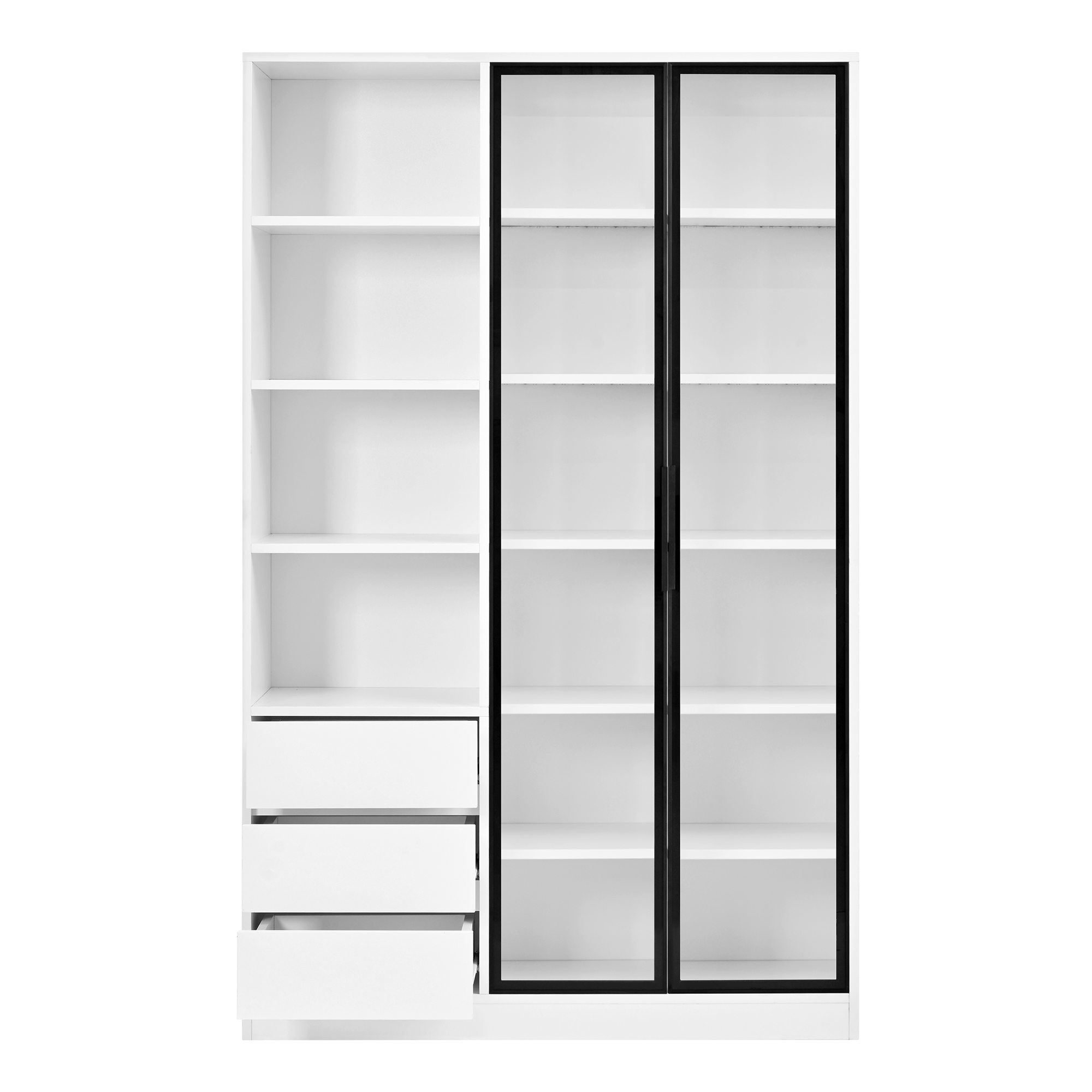 Vitrine 100 x 35 x 160 cm, LED, portes vitrées, MDF et panneaux de particules, Blanc - vue complémentaire