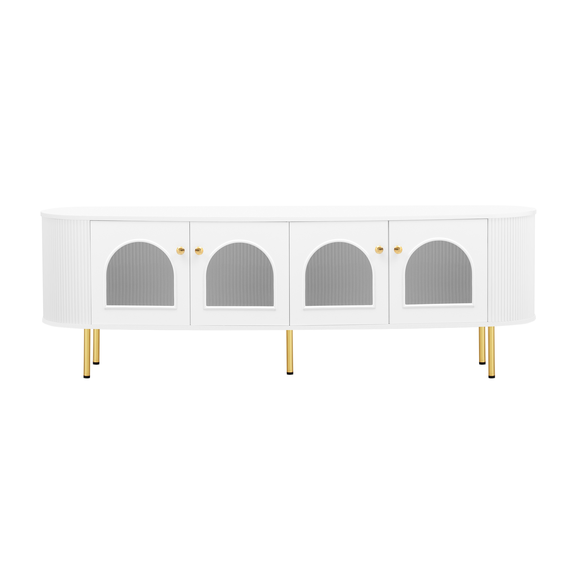 Meuble TV, éléments en verre, 170 x 35 x 55 cm, verre et MDF, blanc - vue 4