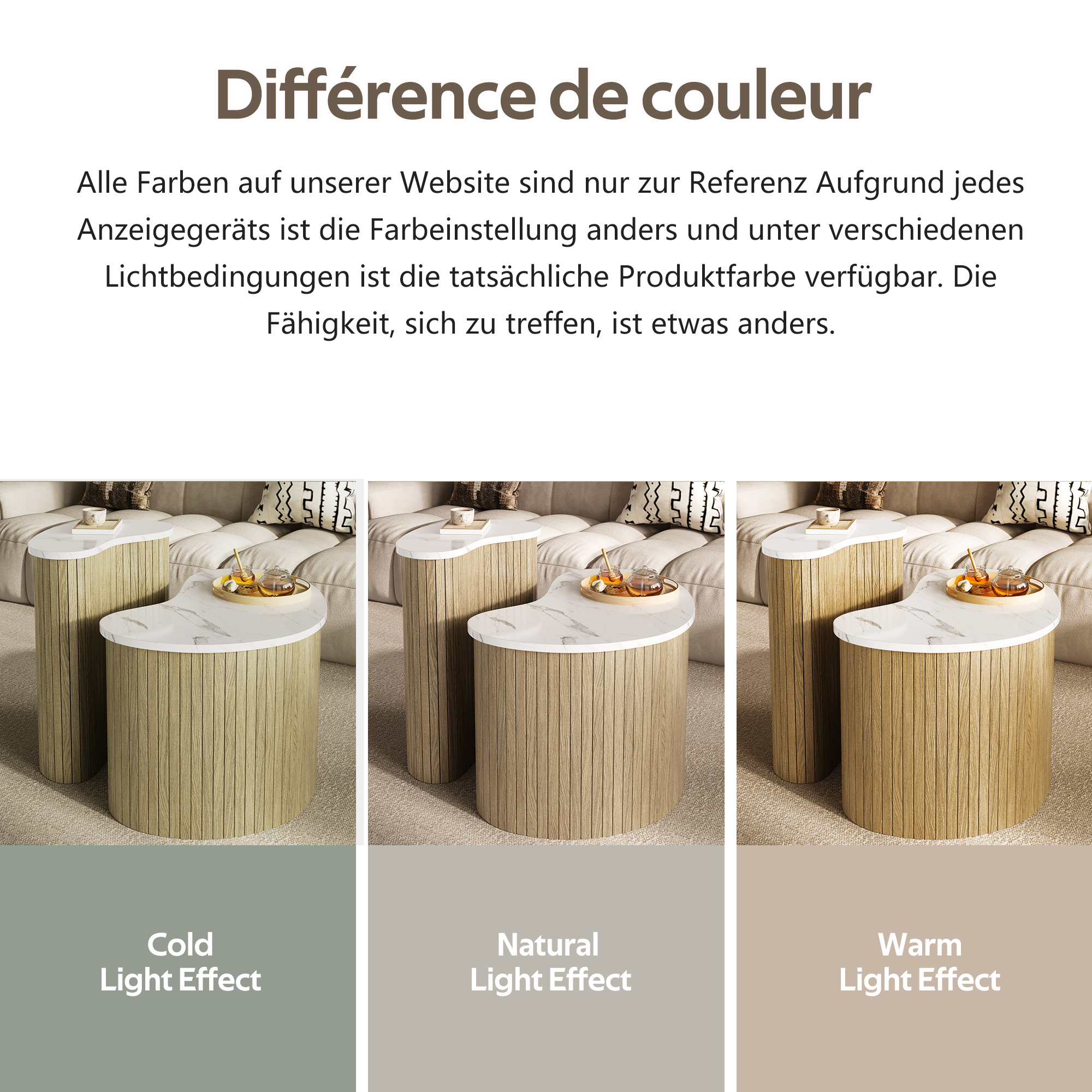 Lot de 2 tables basses gigognes design courbé avec - image 12