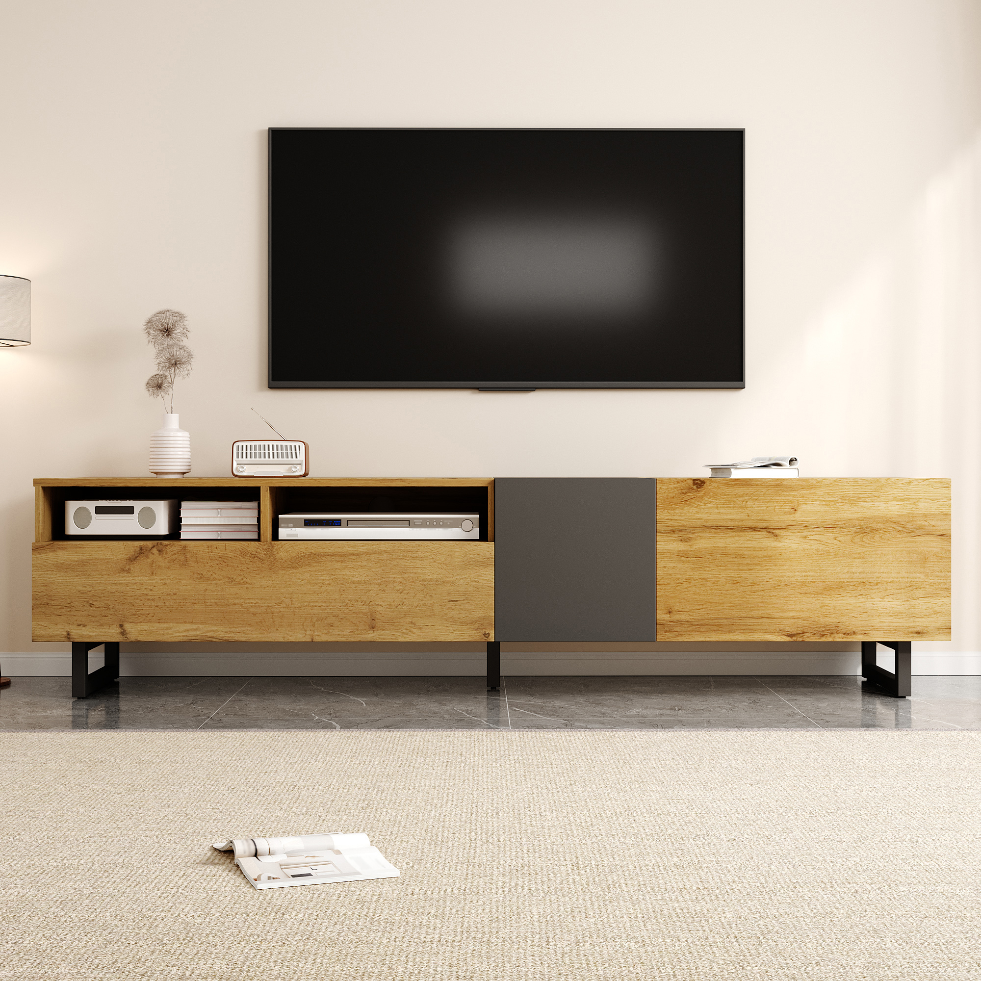 Colorblock-TV-Schrank, einfaches Kontrastfarbdesig