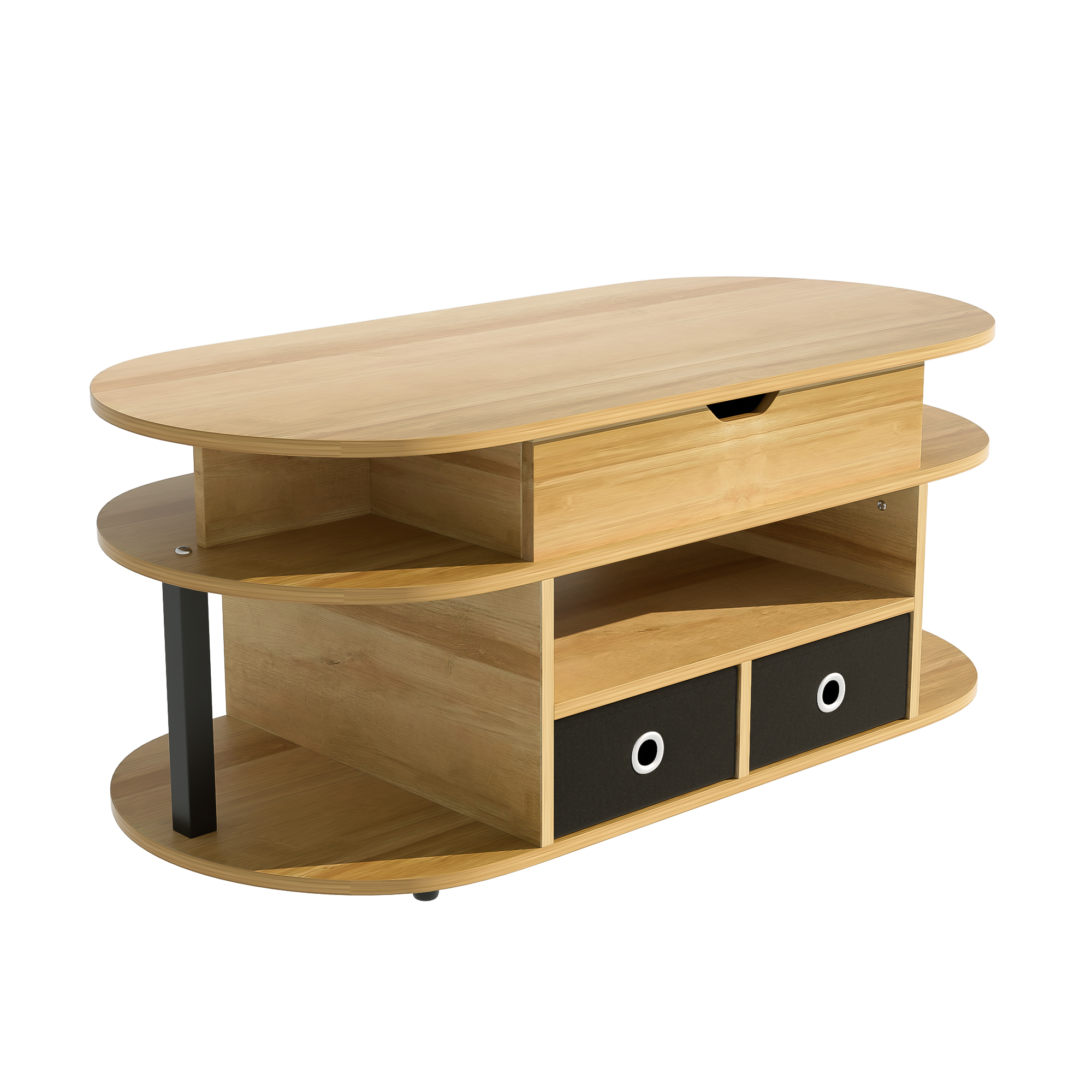 détail plateau relevable de la table basse