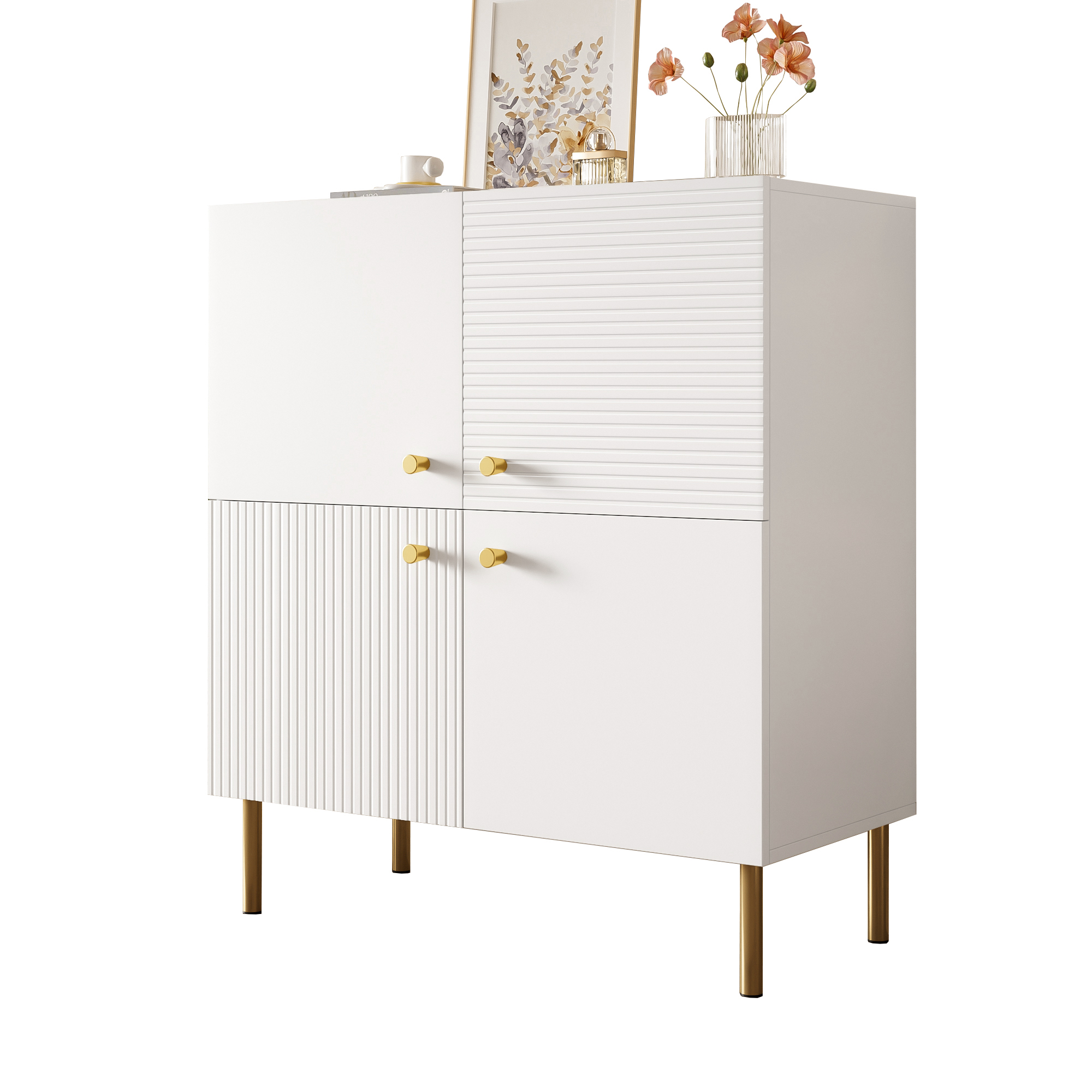 Buffet, 80 x 36 x 90 cm, acier et MDF, blanc - vue 2