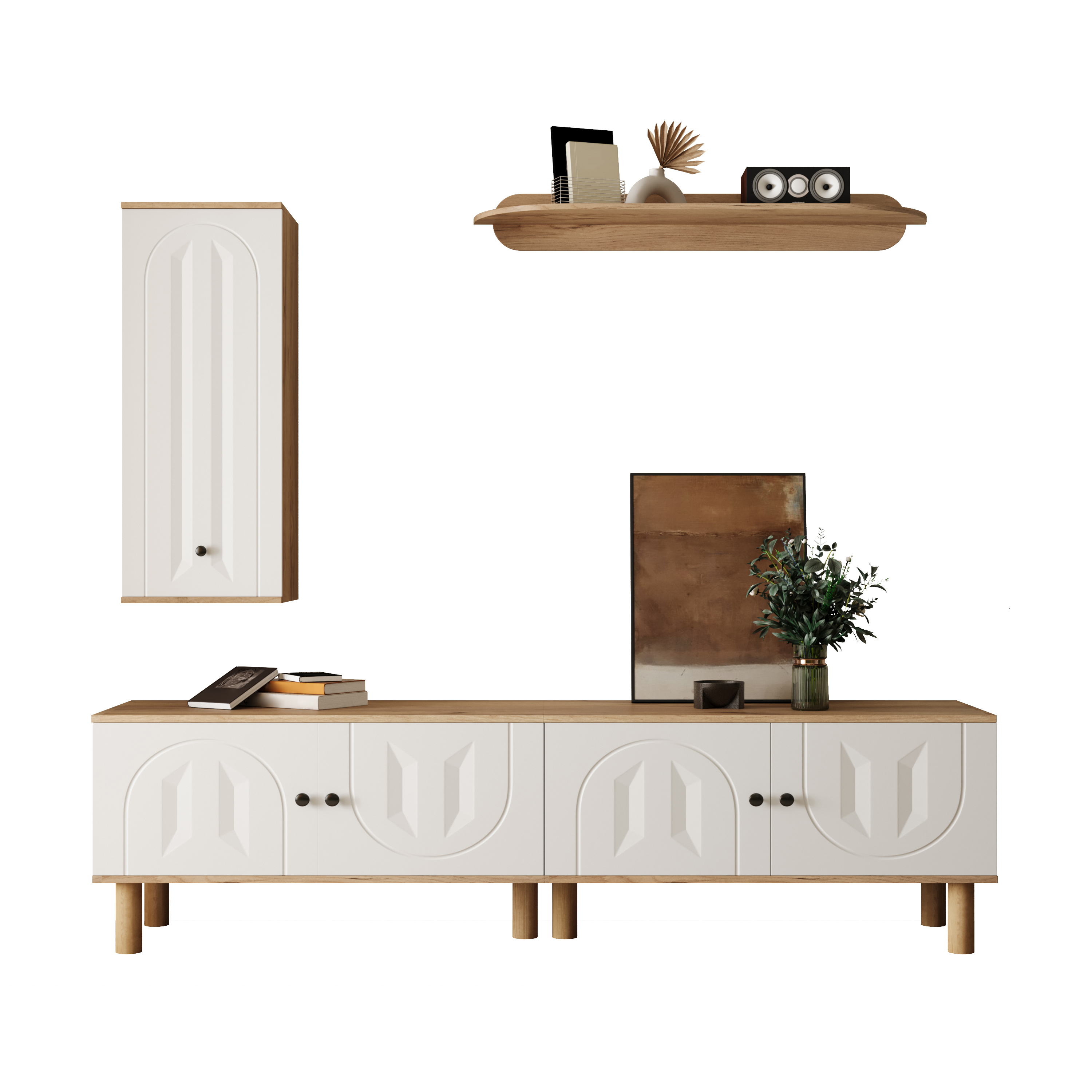 Wohnwand, 3-tlg ., best. aus: Highboard, Schränke,