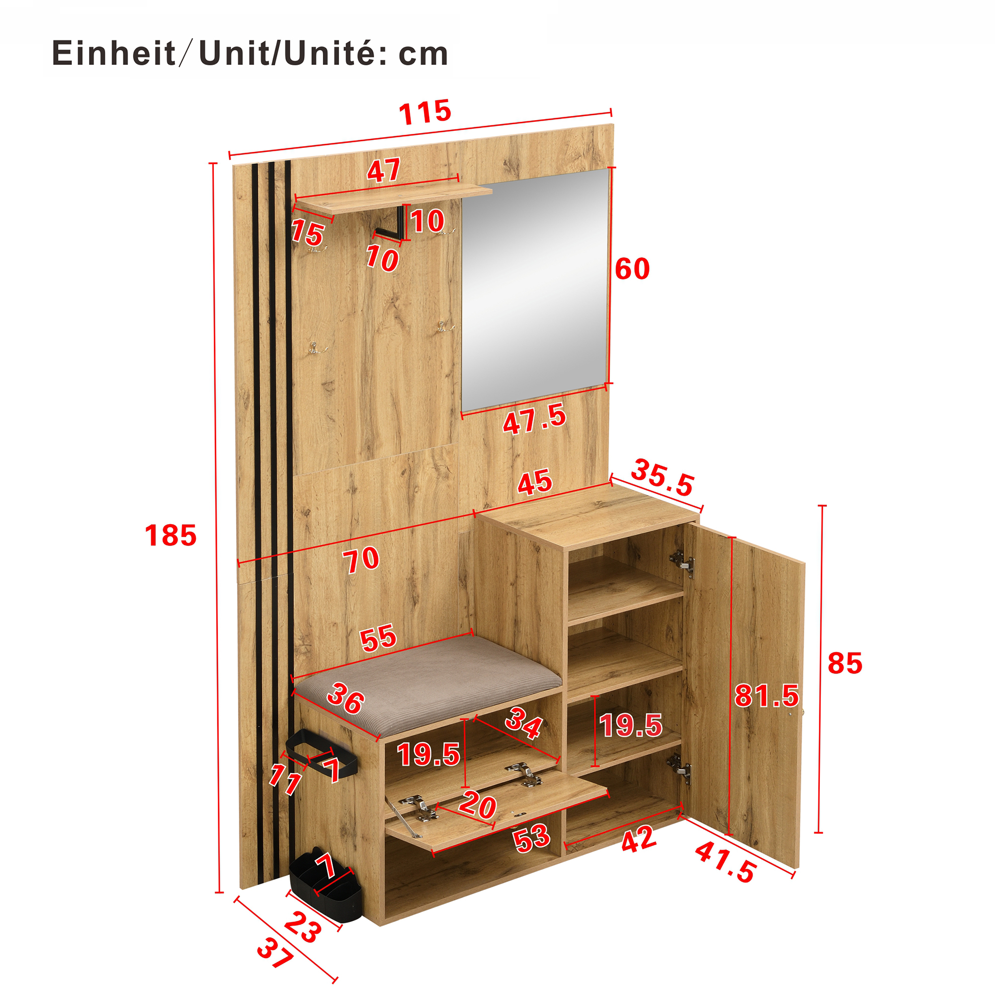 Dimensions du meuble d'entrée