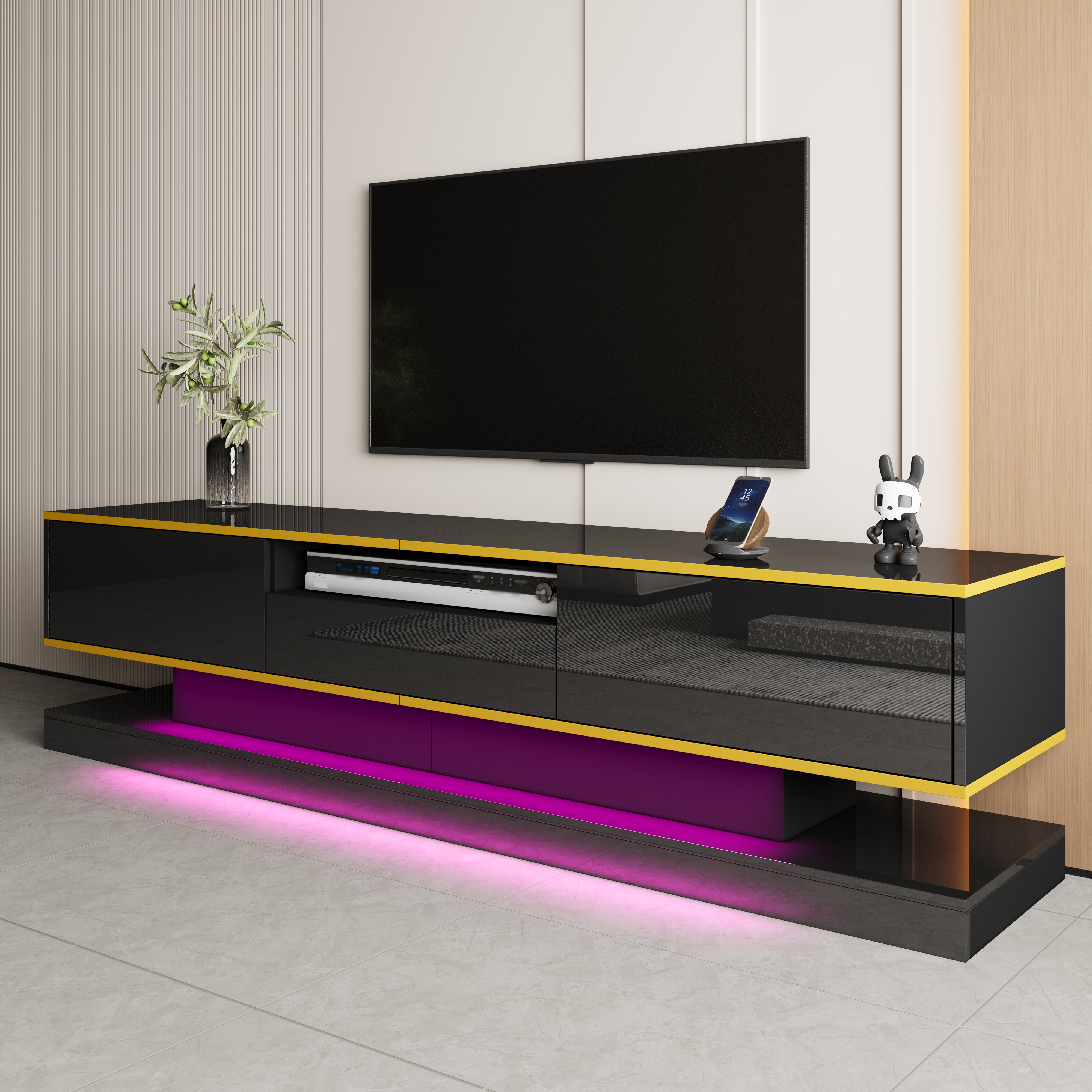Détail du meuble TV