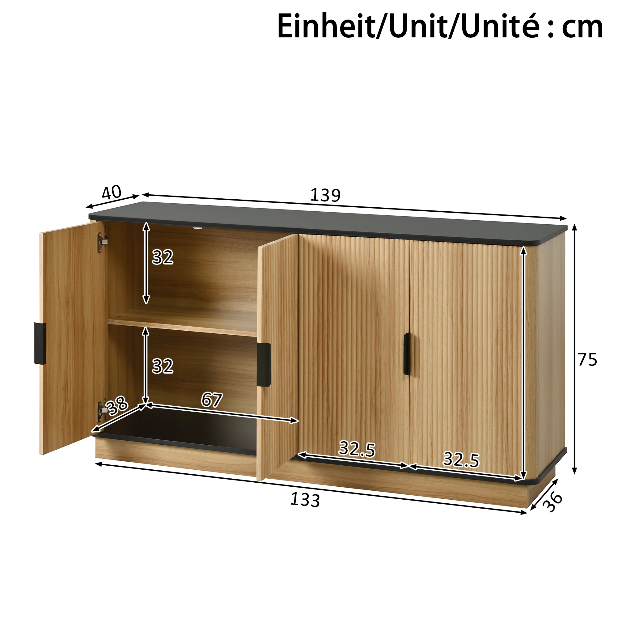 Dimensions buffet 139x40x75 cm
