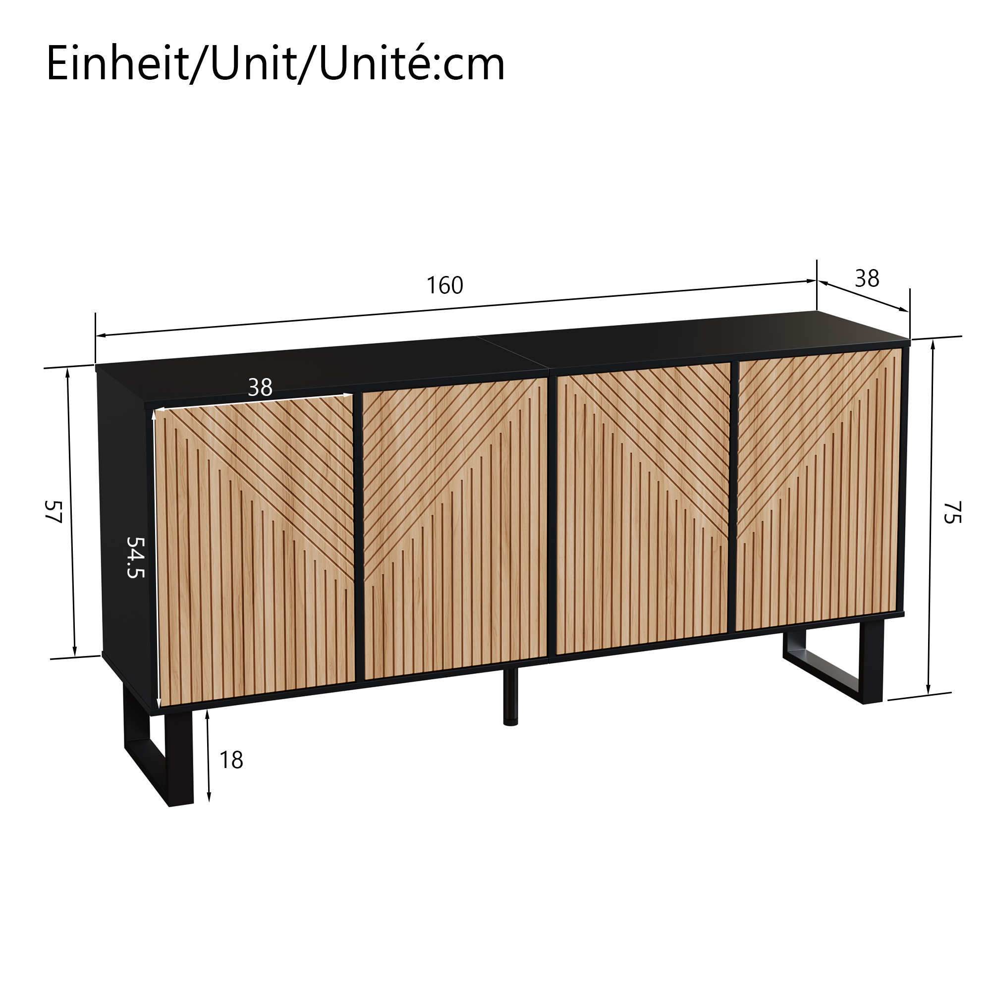 Schéma dimensions techniques buffet