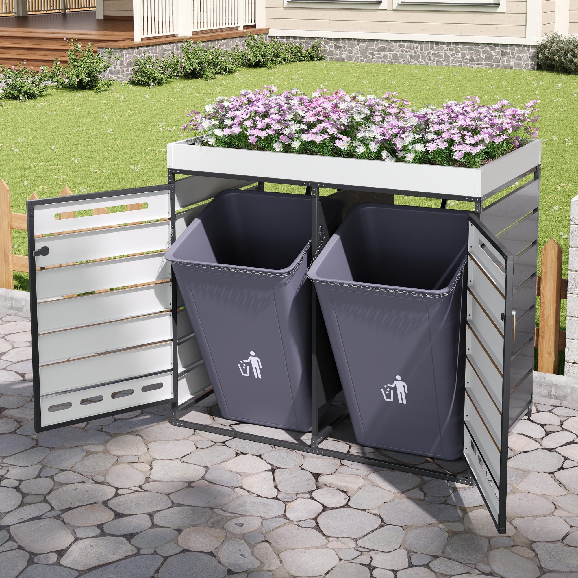 Deux compartiments indépendants pour tri des déchets