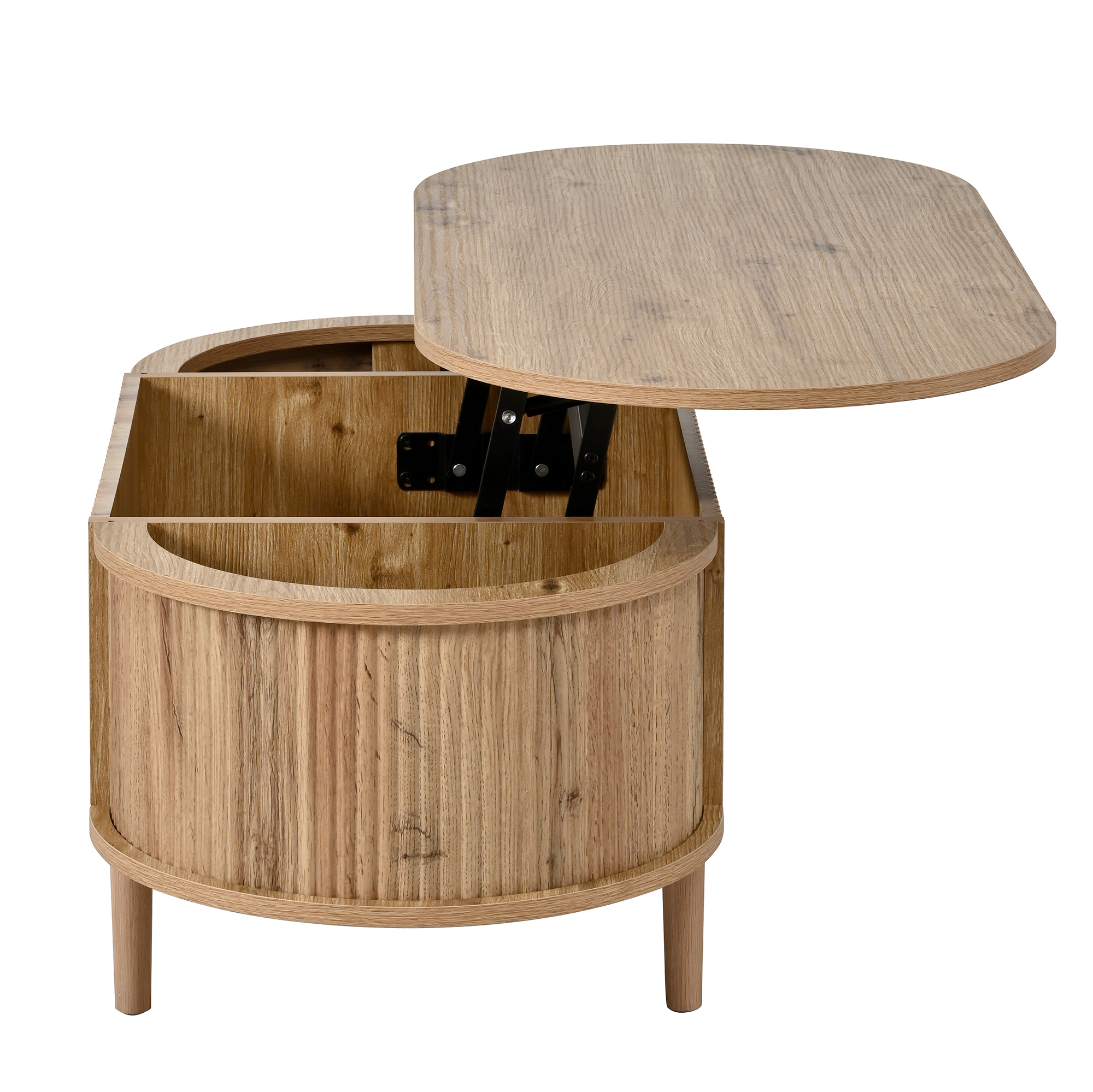 Table basse ovale relevable chêne