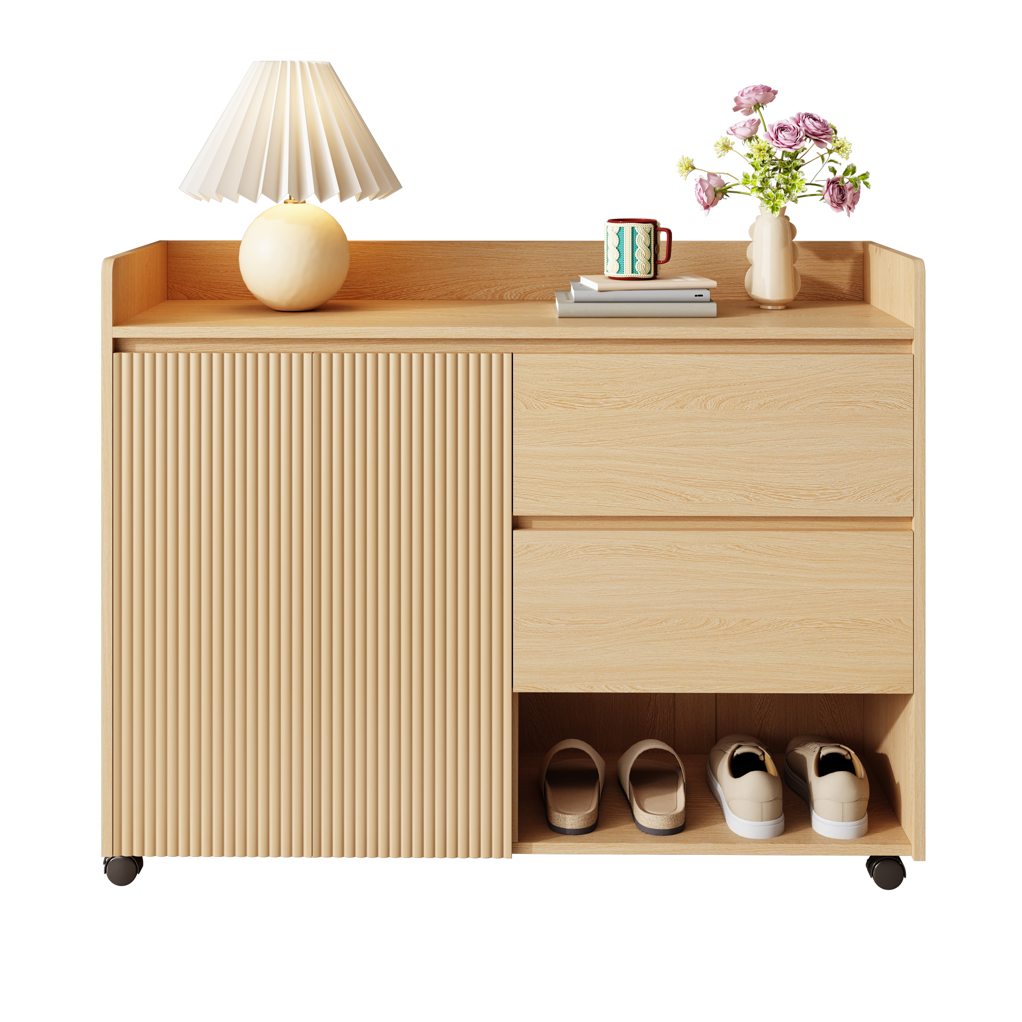 Meuble à chaussures, étagères réglables, 110 x 35 x 86 cm, MDF, bois naturel - vue 1