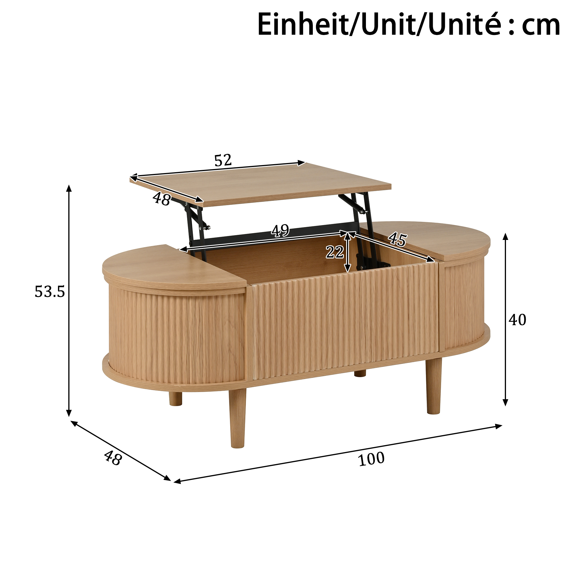 Plan coté de la table basse