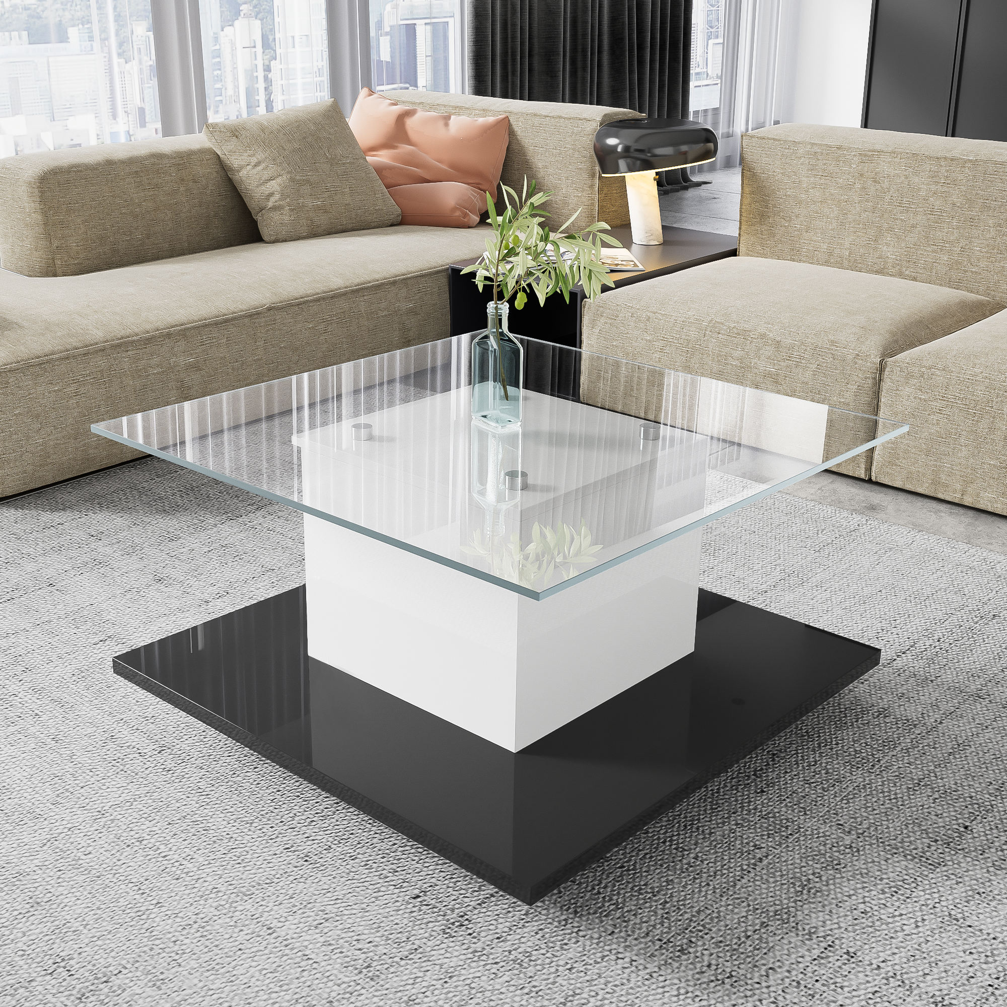 table plateau en verre trempé