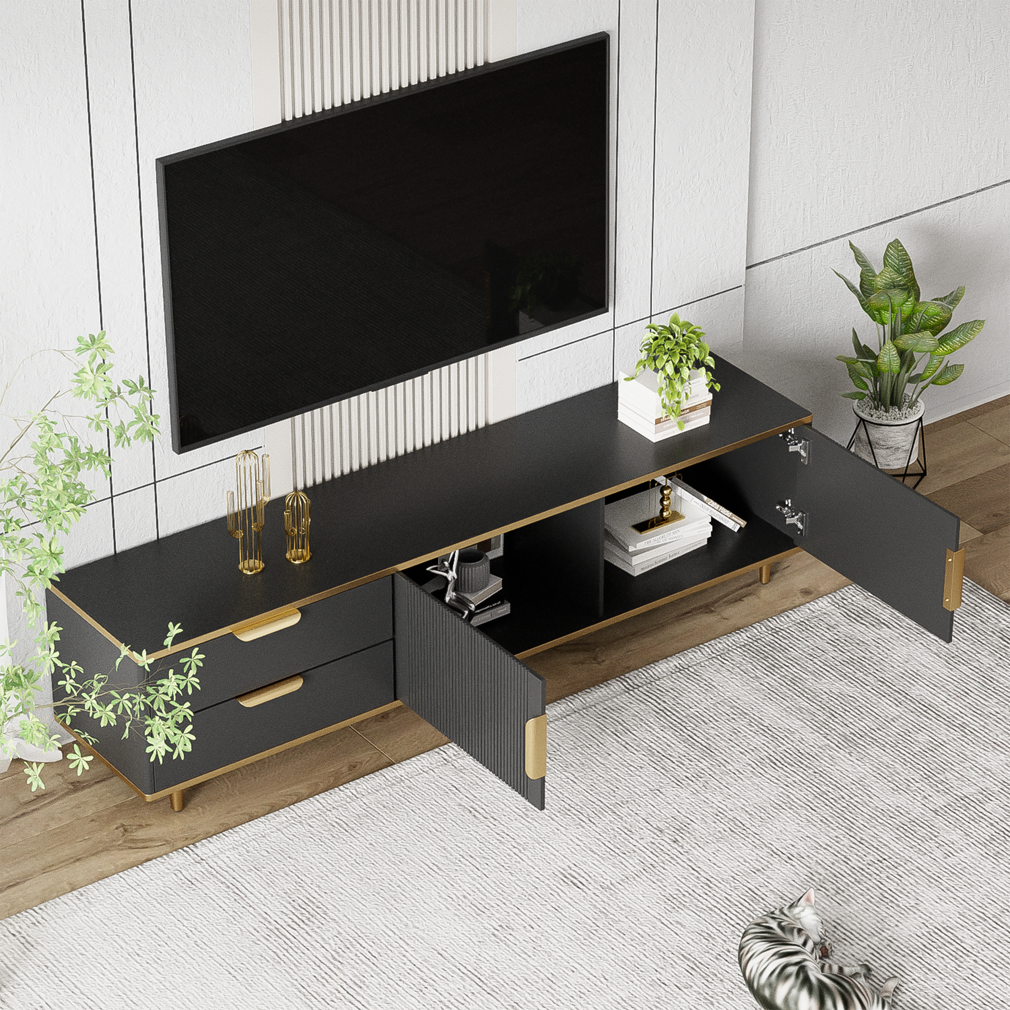 Détail du meuble TV