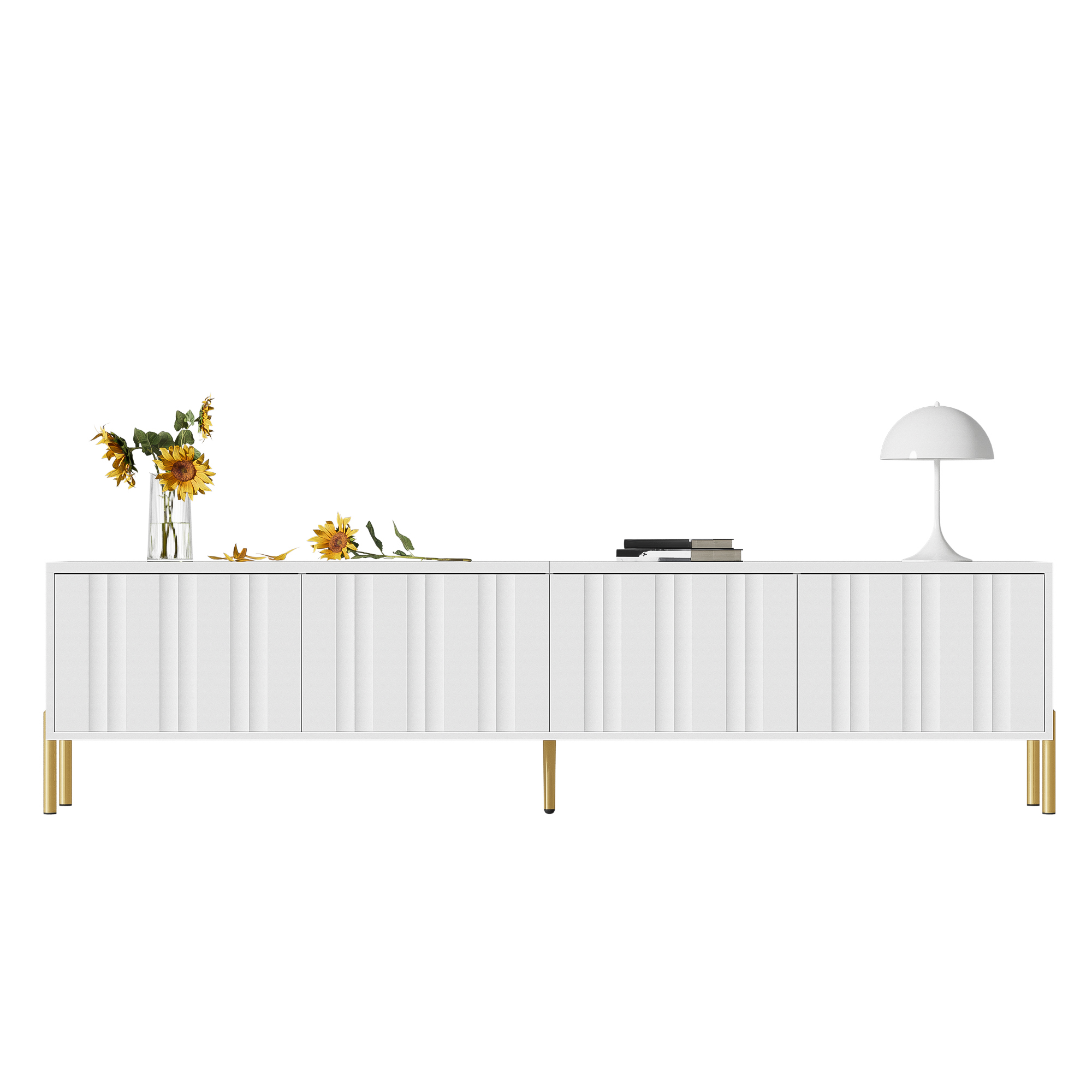 Weißes TV-Schrank, 190 cm lang x 38 cm breit x 48 