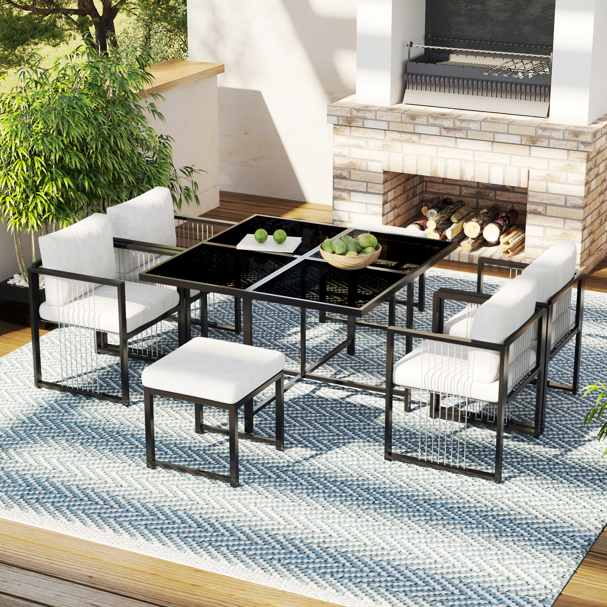 Fauteuils avec dossier et accoudoirs en corde tressée, design élégant