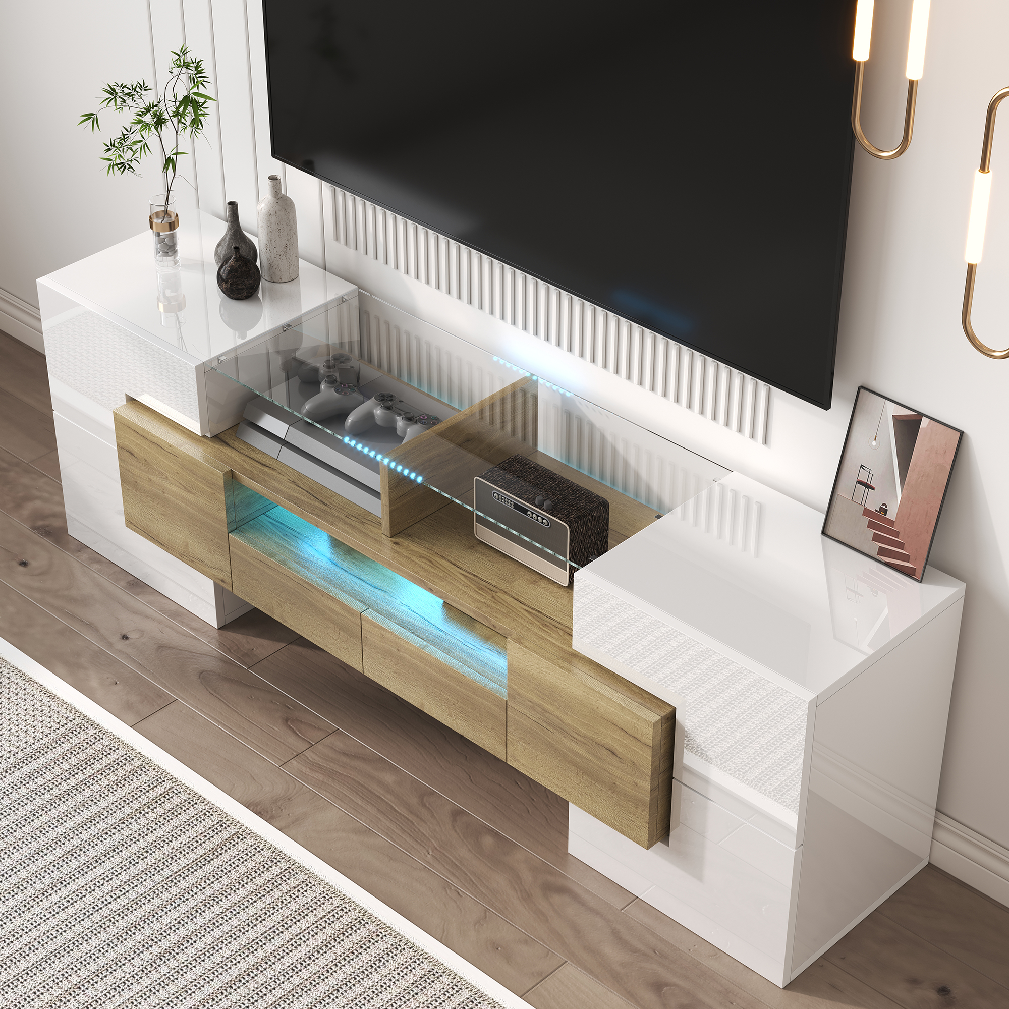 Détail du meuble TV