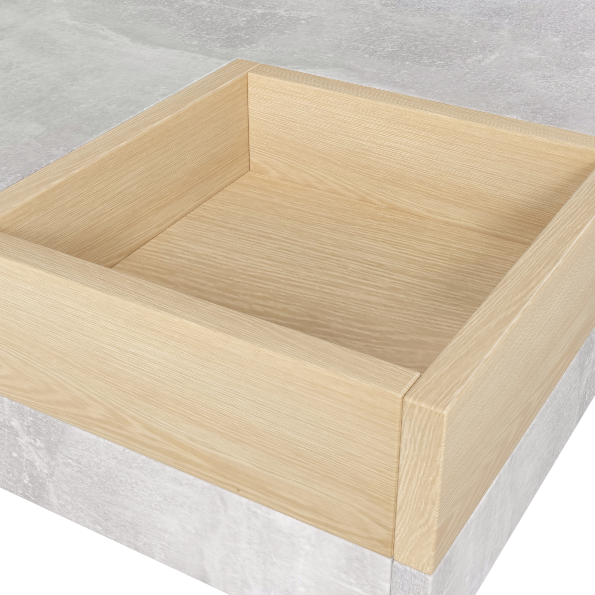 détail boîte de rangement en bois