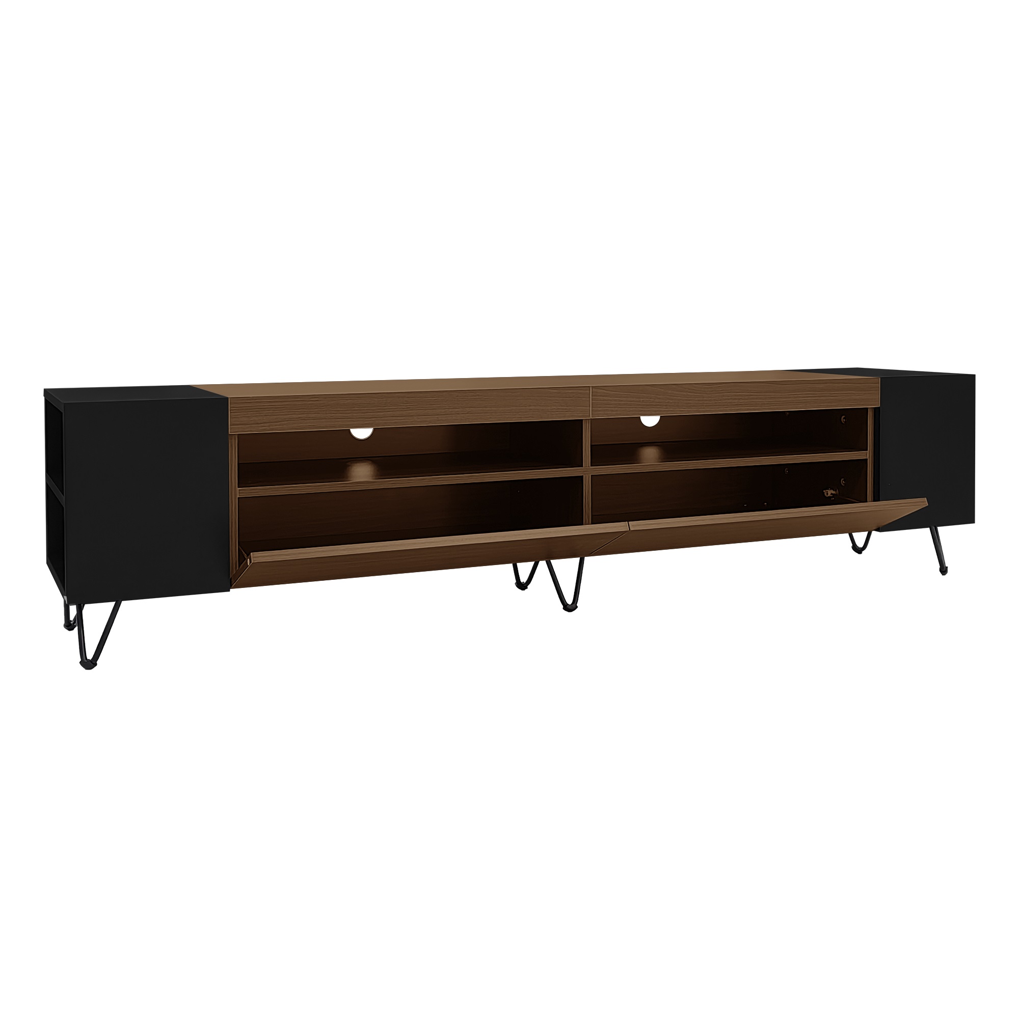 produit fini meuble TV noir aspect bois
