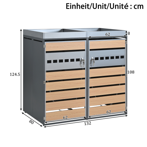 Schéma dimensions armoire poubelle