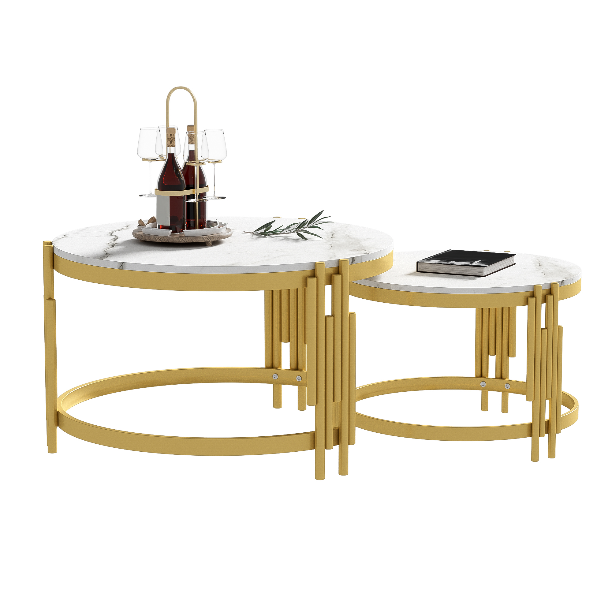 Table basse, métal et MDF, blanc - vue 2