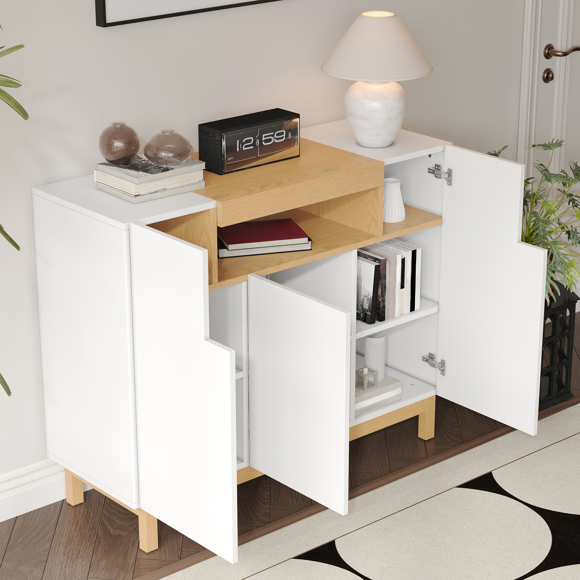Buffet, 120,5 x 42 x 96 cm, panneaux de particules, blanc - vue 3