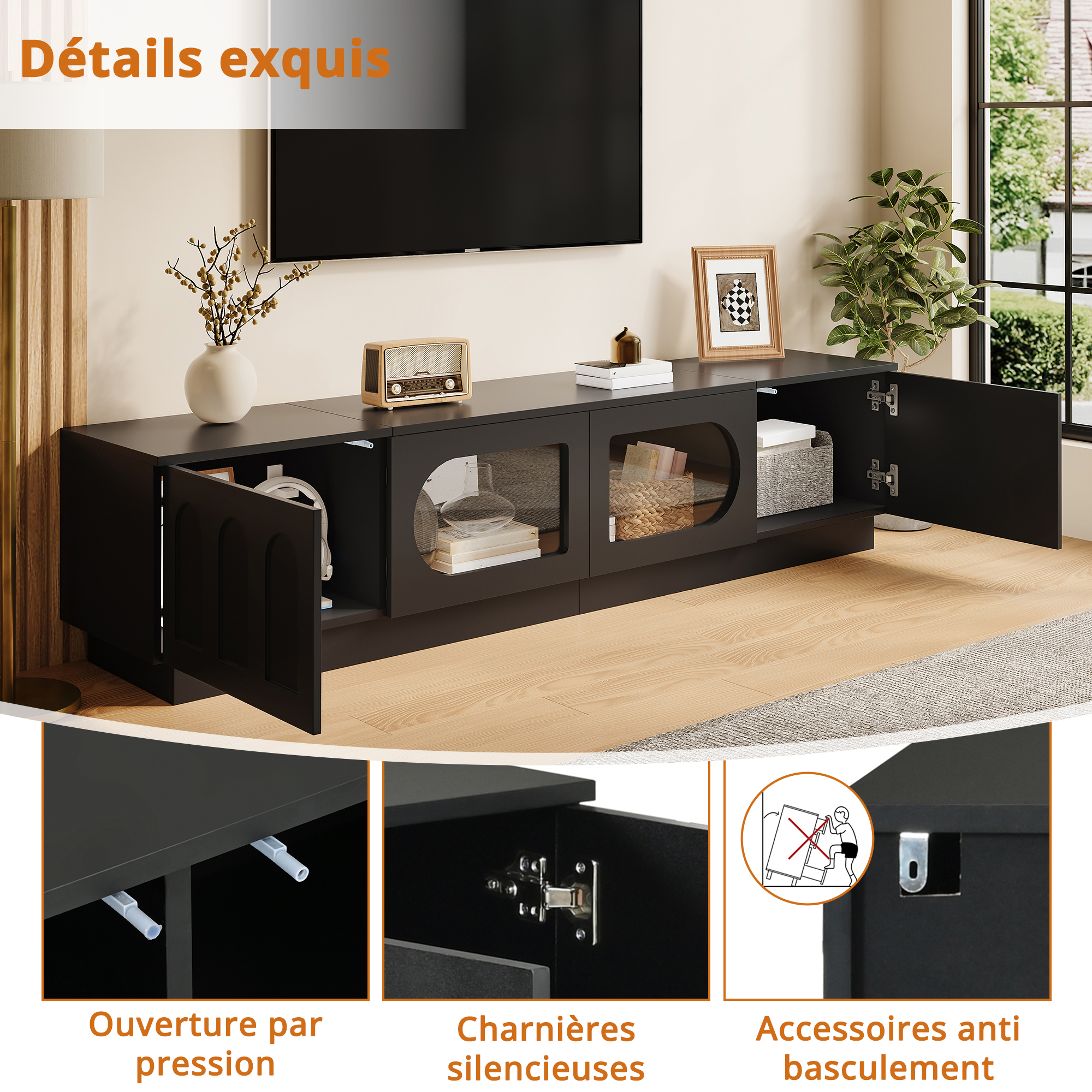 Détails éclairage LED meuble TV