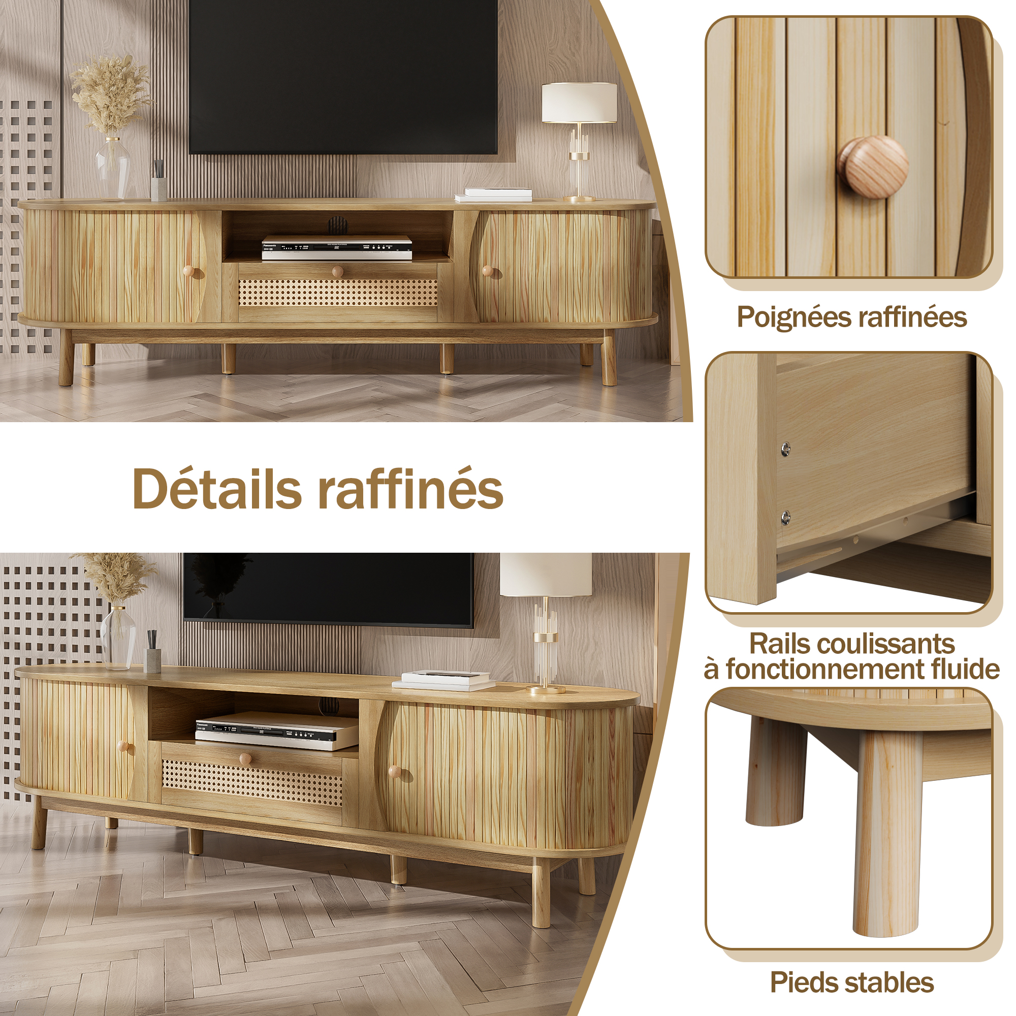 Pieds en bois massif