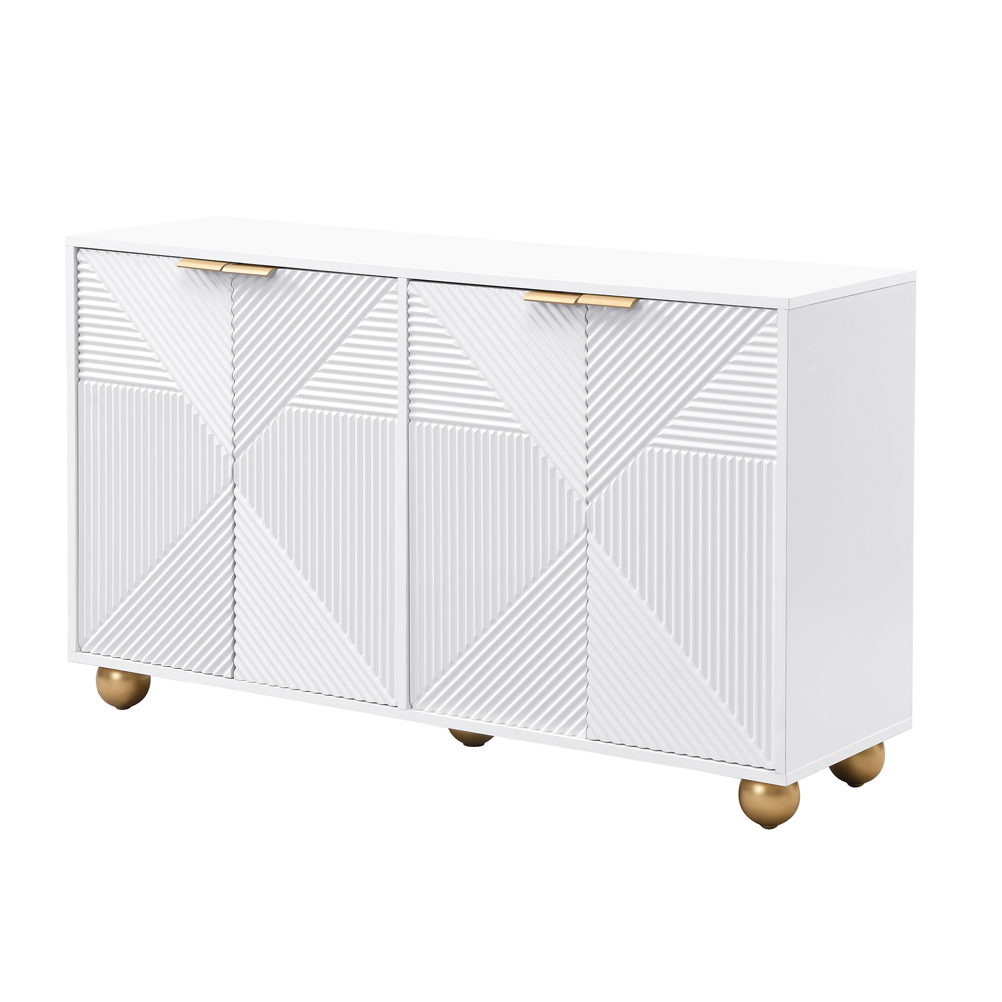 Buffet, 120 x 35 x 71,5 cm, métal et MDF, blanc - vue 1