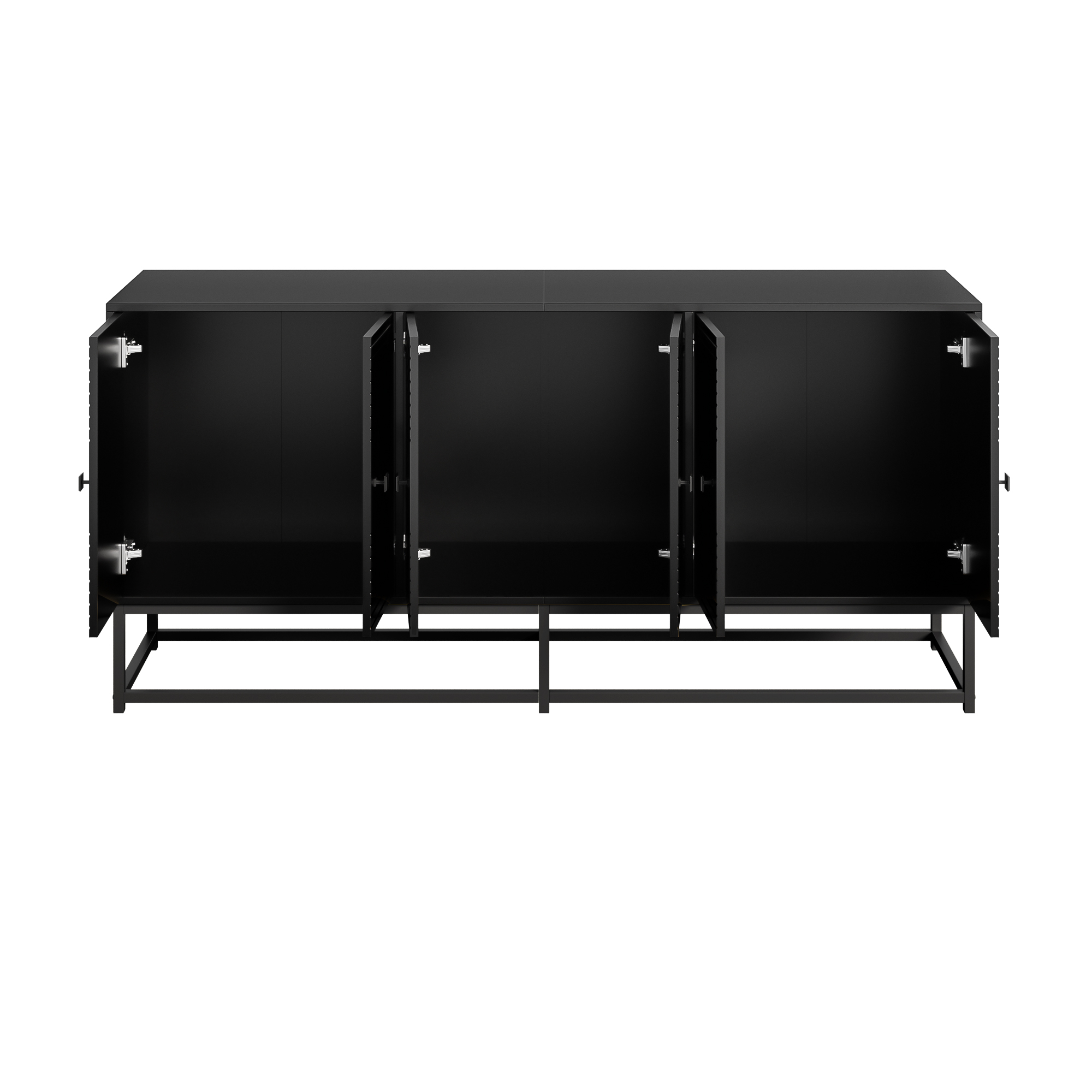 Buffet, rangement intégré, 160 x 38 x 75,5 cm, panneaux de particules, noir - vue 4