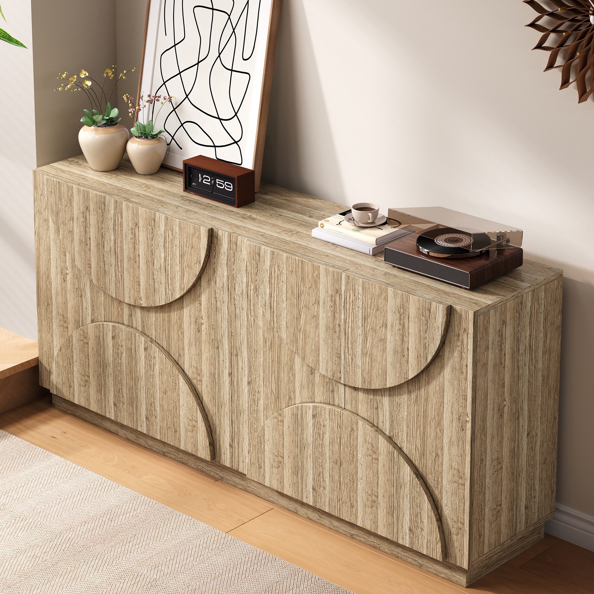 grand volume de rangement : dimensions 160 × 40 × 80 cm, multiples compartiments et portes