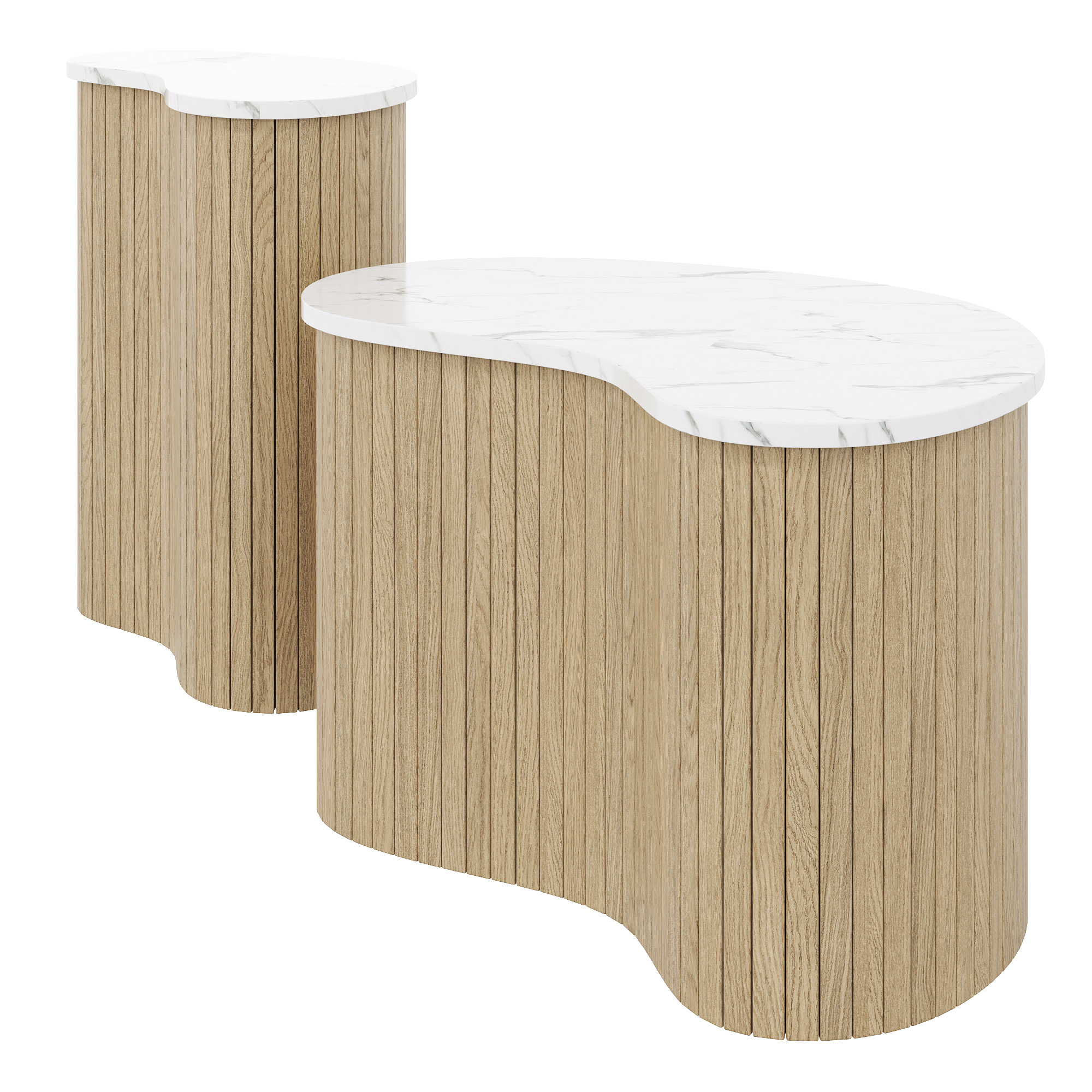 Lot de 2 tables basses gigognes design courbé avec - image 19