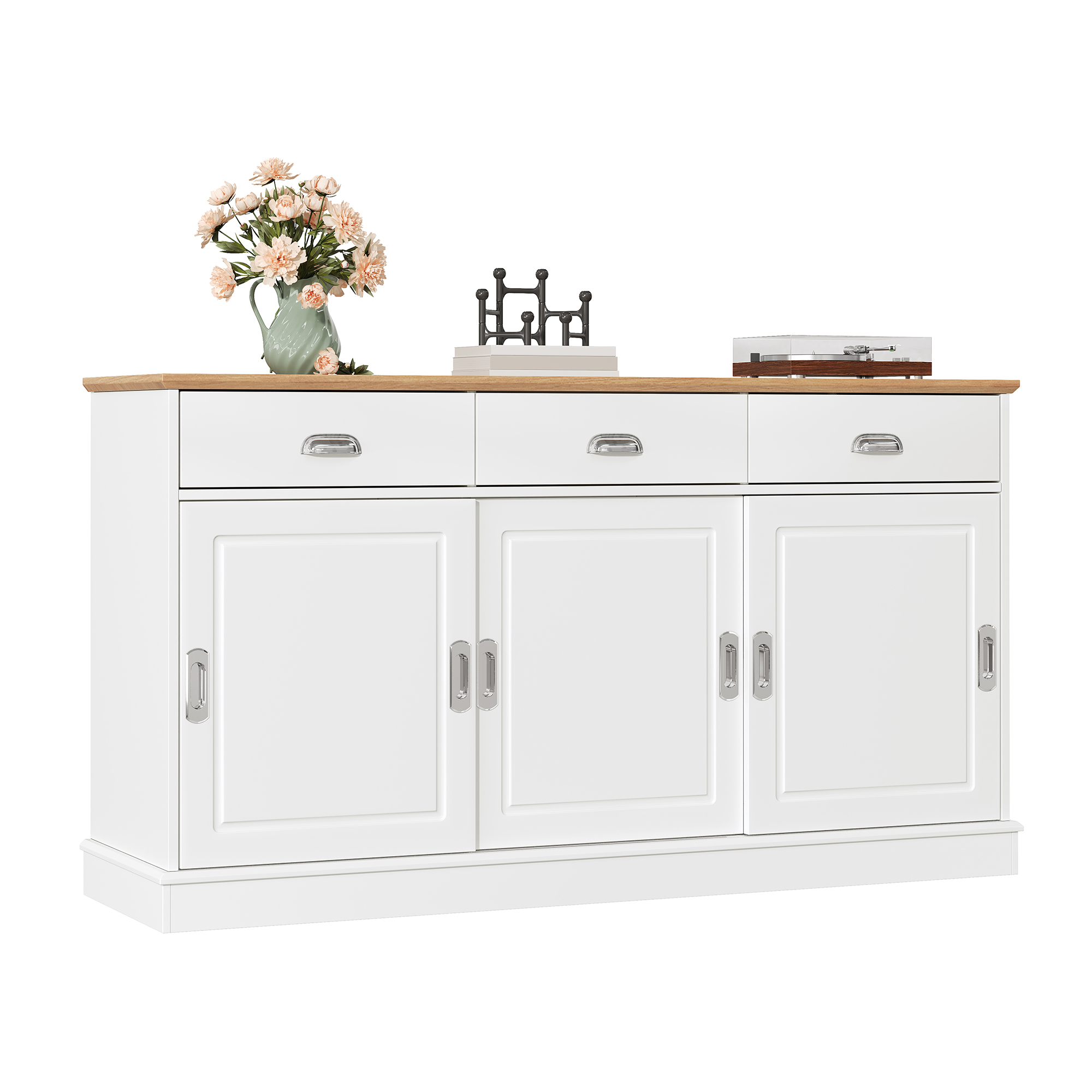 Buffet blanc à trois portes coulissantes